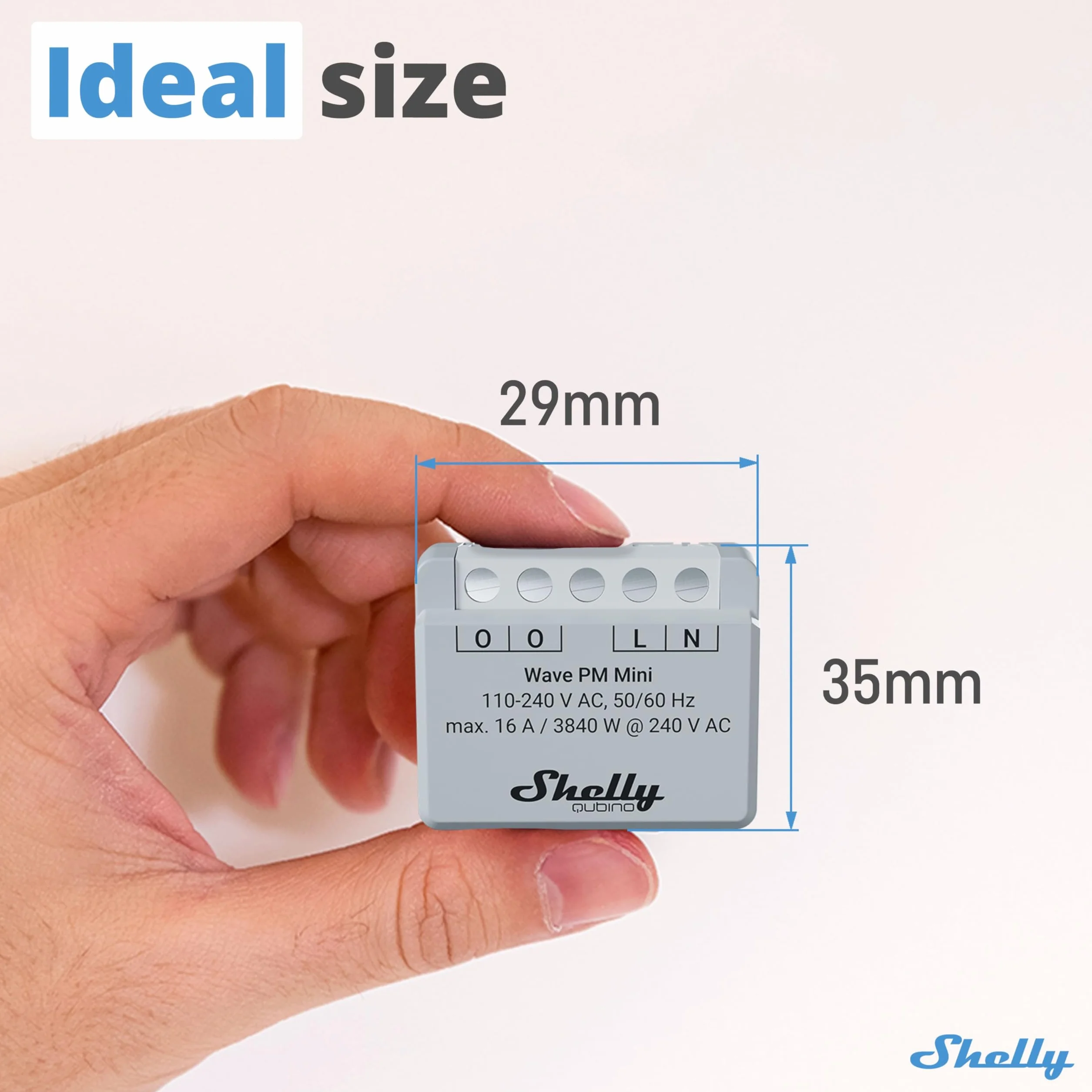 Shelly Wave PM Mini – Jednokanałowy Inteligentny Moduł Pomiaru Mocy Z-Wave 16A, Zdalne Sterowanie, Monitorowanie energii, Wymagana bramka Z-Wave, Niski Pobór Mocy