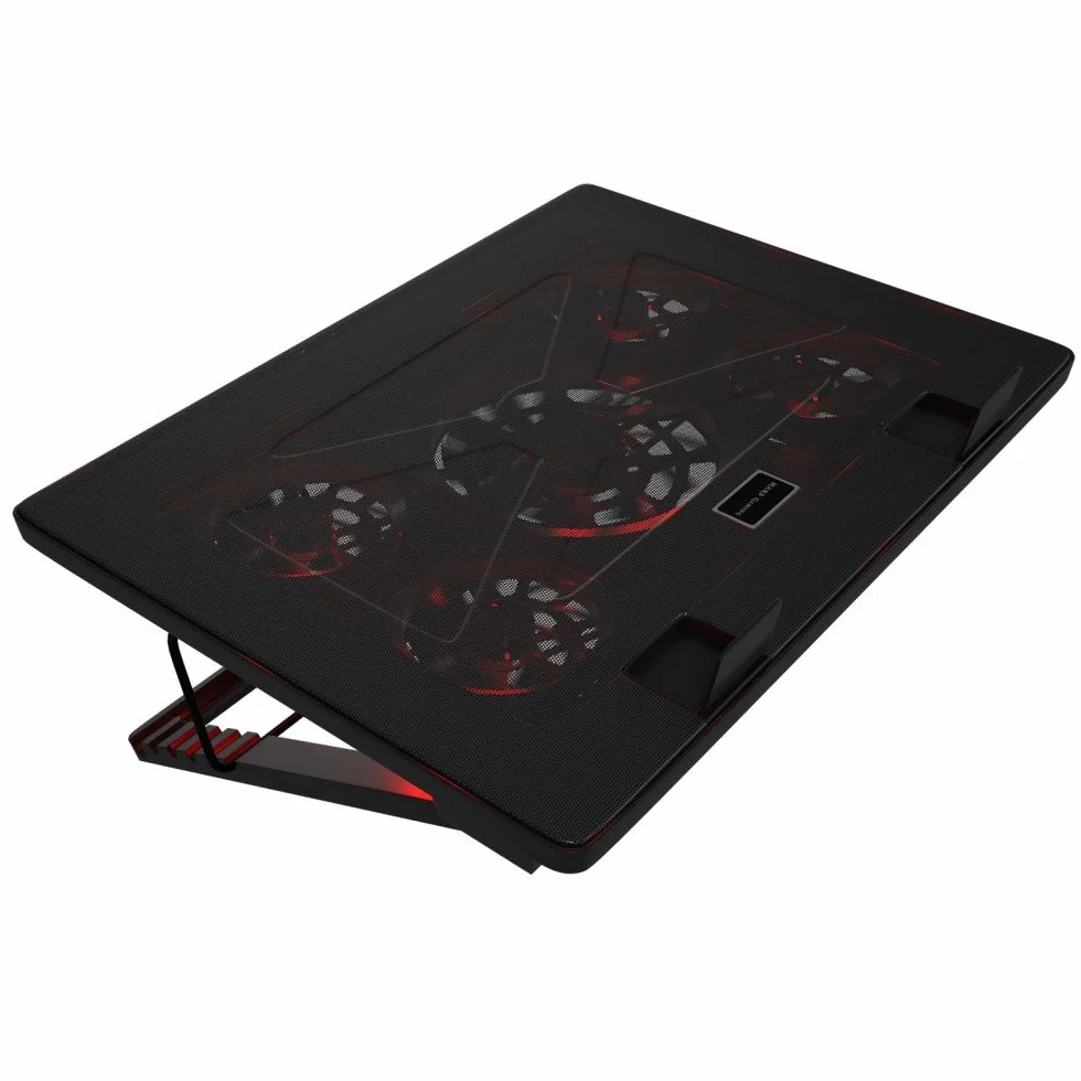 Mars Gaming MNBC2 podstawa chłodząca do laptopów do gier do 17,35 cala (5 bardzo cichych wentylatorów, czerwona LED, 2 x USB 2.0), czarny i czerwony