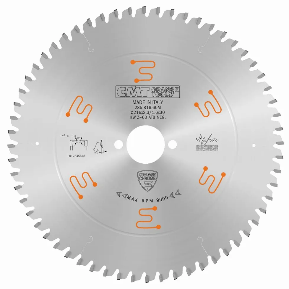 CMT ORANGE TOOLS 285.816.60M OSTRZEŻENIE CHROME HW 216x2.3/1.6x30 Z60 ATB -5NEG