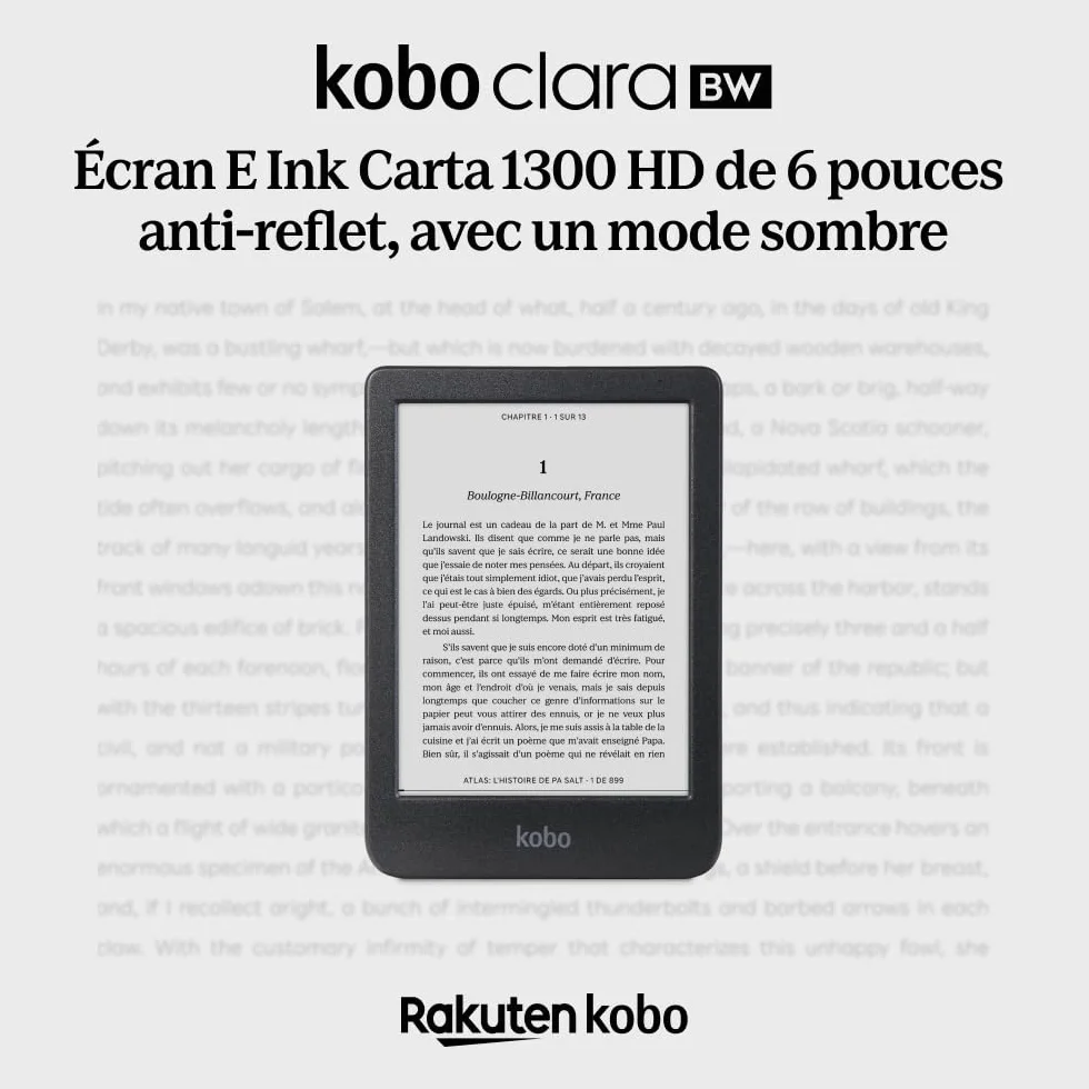Kobo Jasny BW | eReader | 16" bezdotykowy ekran dotykowy z ComfortLight Pro | Dark Mode Option | Audiobooks | Wodoodporny | 16 GB of Storage | czarny