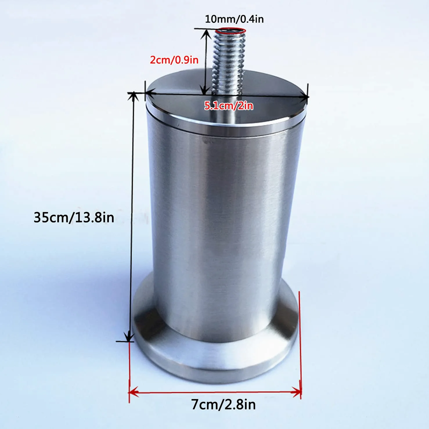 Nóżki meblowe, zestaw 4 nóżek meblowych ze stali nierdzewnej, M10, nóżki, nóżki do szafek, metalowe, nogi do sofy, regulowane nogi stołu, do nóżek biurka, domu, biura, kuchni, sprzętu (35 cm)