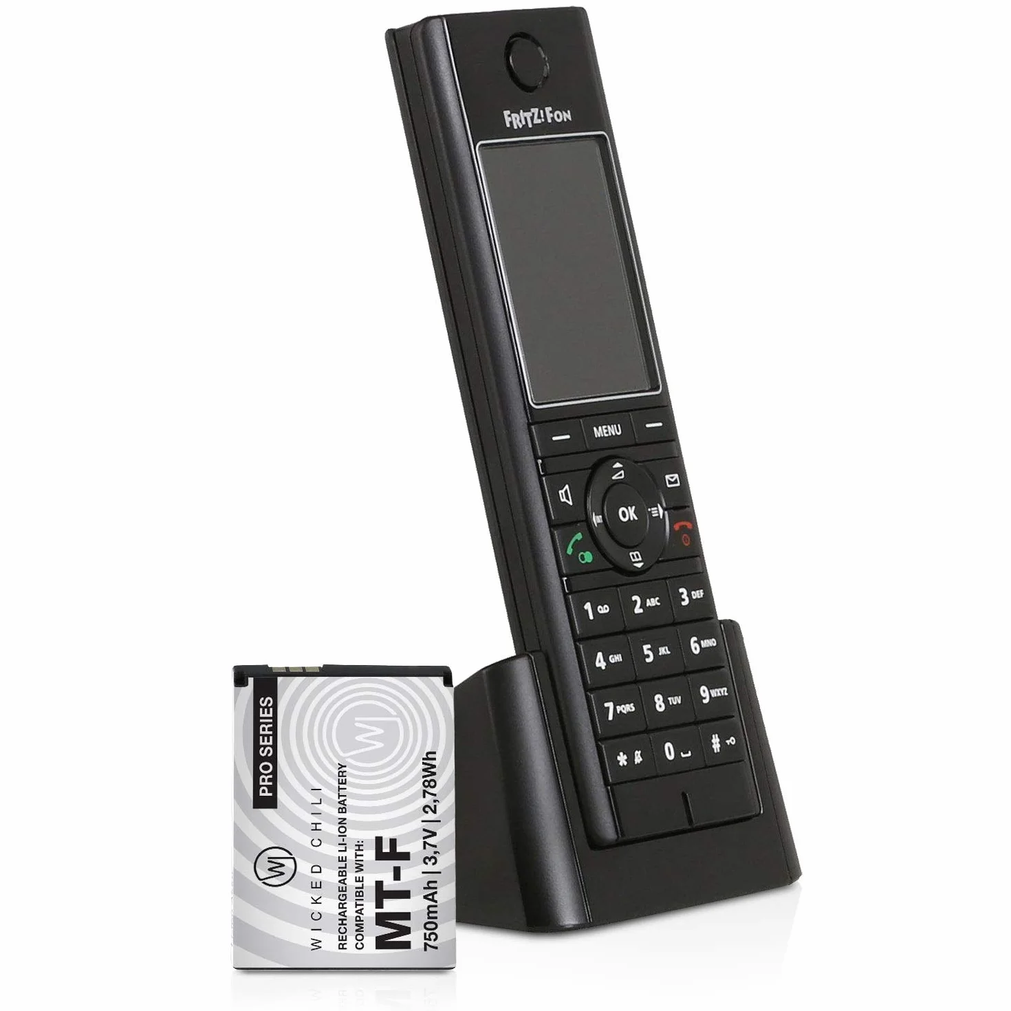 Wicked Chili Akumulator kompatybilny z AVM Fritz!Fon C5, C4, M2, MT-F, Motorola MOTOFONE F3, EM325, M325, EM25 - akumulator zamienny do: AVM 312BAT016, 312BAT006, 312BAT006CS-FVM446CL - 750mAh Li-Ion