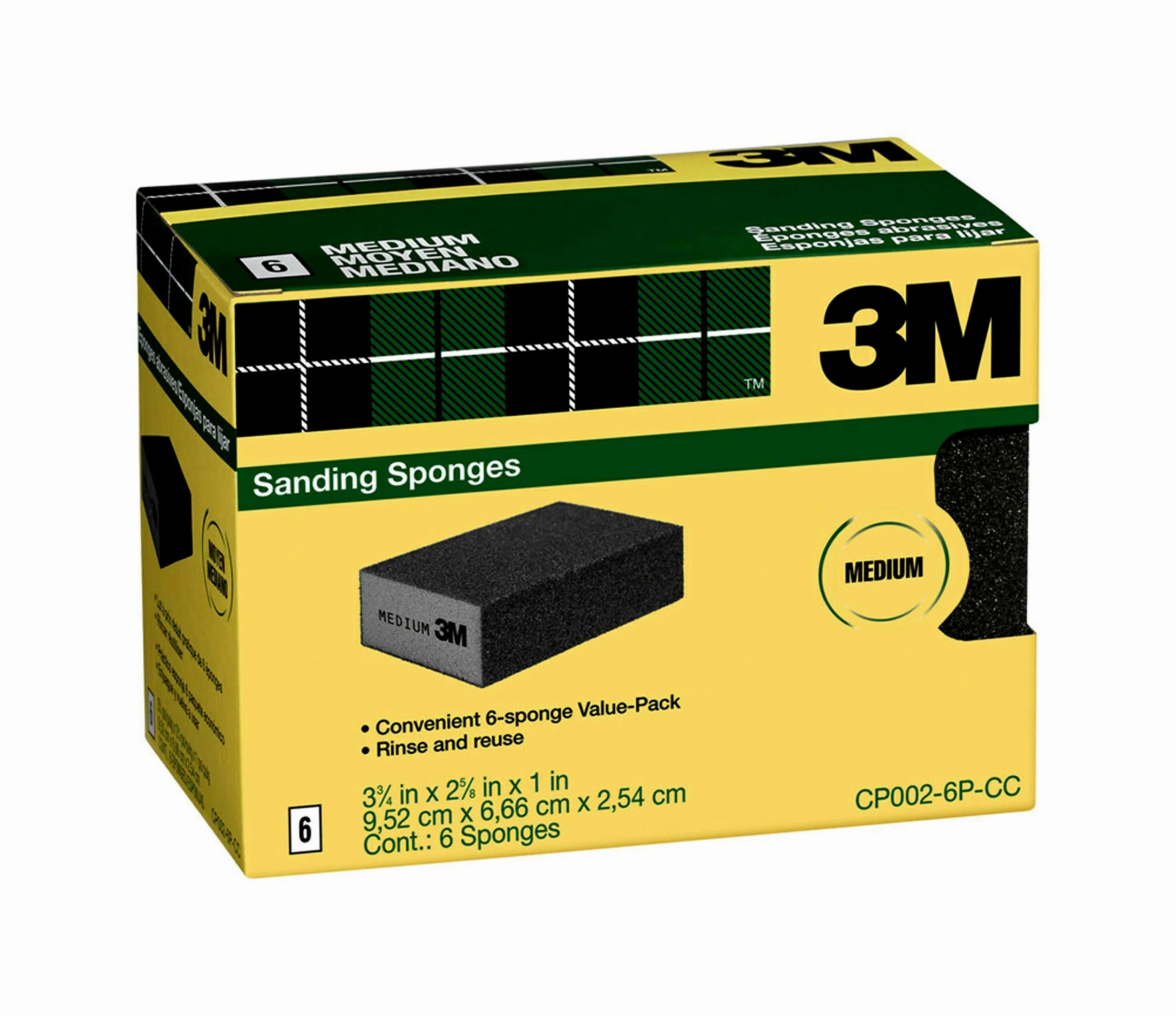 3M Gąbka szlifierska, średni ziarnistość, 6-pak (CP002-6P-CC)