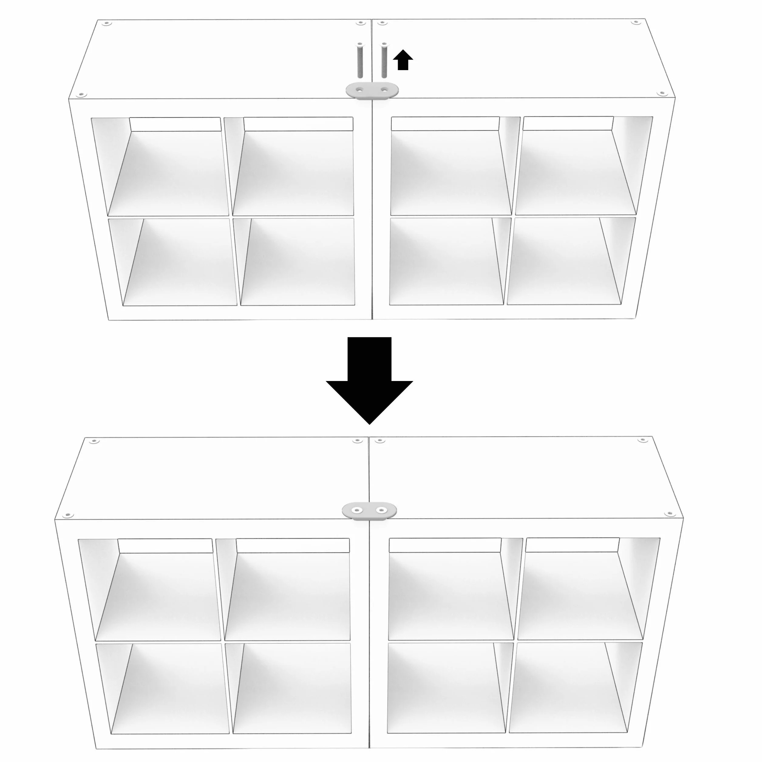 Łącznik, kompatybilny z regałem IKEA Kallax – element łączący do 2 lub 4 regałów Kallax – stabilne połączenie, wysokiej jakości wzornictwo, różne kolory, zestaw 2 szt