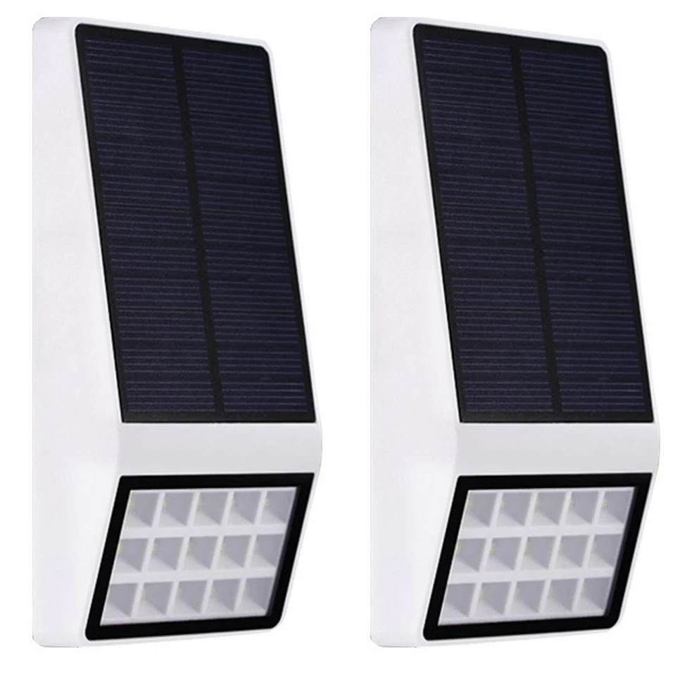 Solarna lampa zewnętrzna Led Solar Wall Light Wodoodporny Dekoracyjna lampa ogrodowa do ogrodzenia, garażu, drzwi 3 tryby Biały 1 opakowanie (biały 2 szt.)
