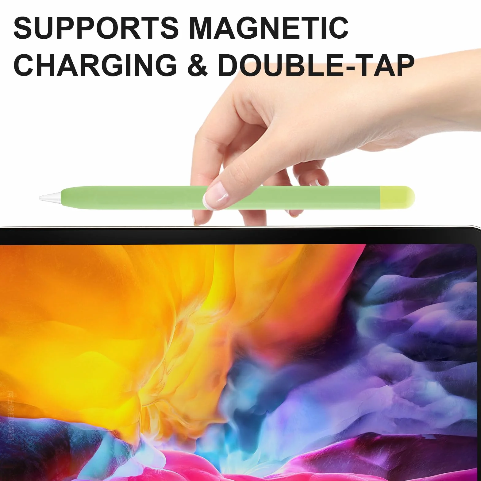 Silikonowe etui na rysik Apple Pencil kompatybilne z Apple Pencil Pro i 2. generacji ergonomiczny uchwyt magnetyczne ładowanie fioletowe matcha zielona różowe