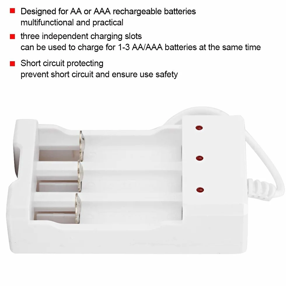 Naroote Ładowarka USB do akumulatora, ABS, z trwałym złączem USB lub przenośną baterią AA AAA do ładowania powerbanku
