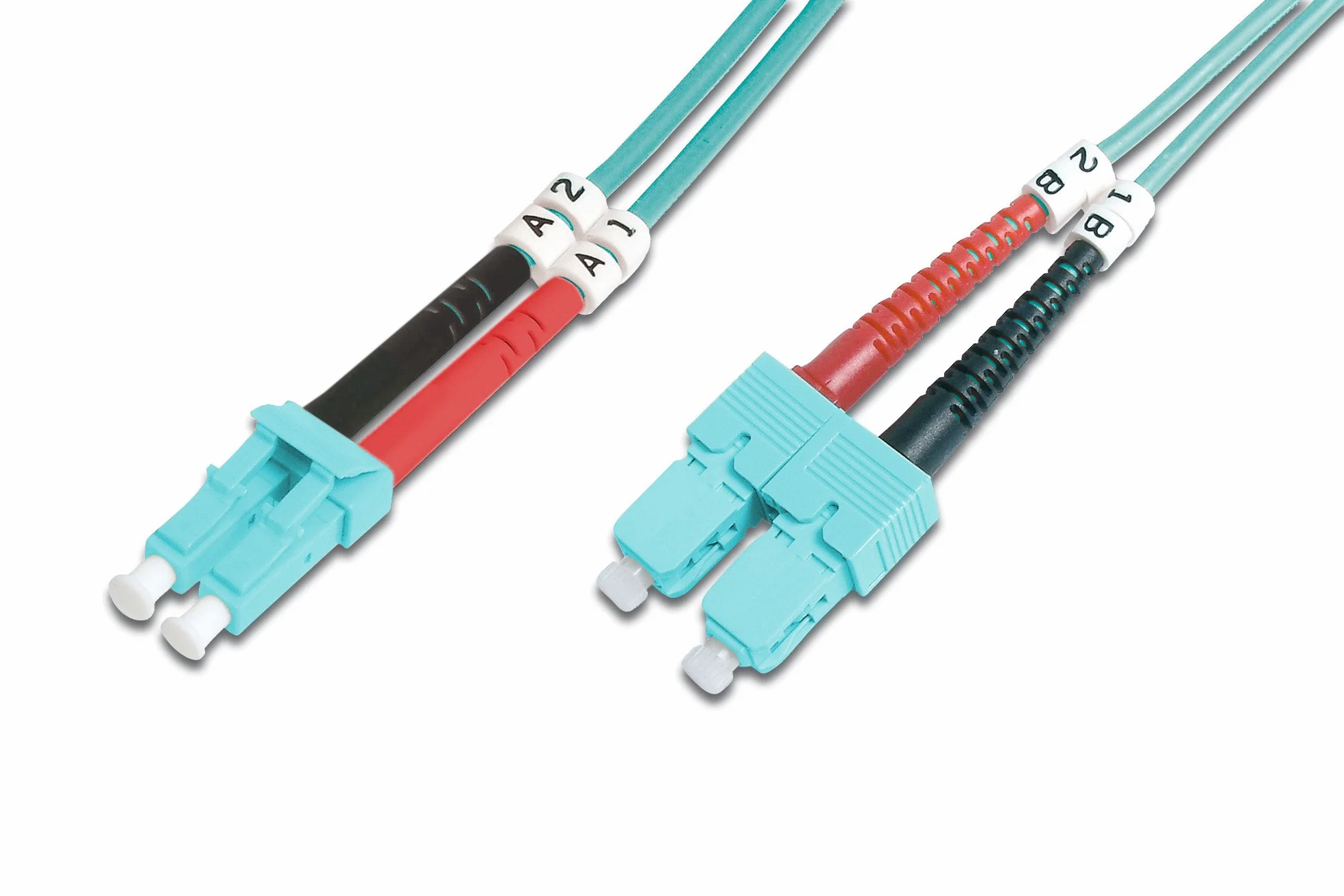 DIGITUS DK-2532-02/3 Kabel Światłowodowy OM3 2m LC-SC Dupleks 50/125µ Turkusowy
