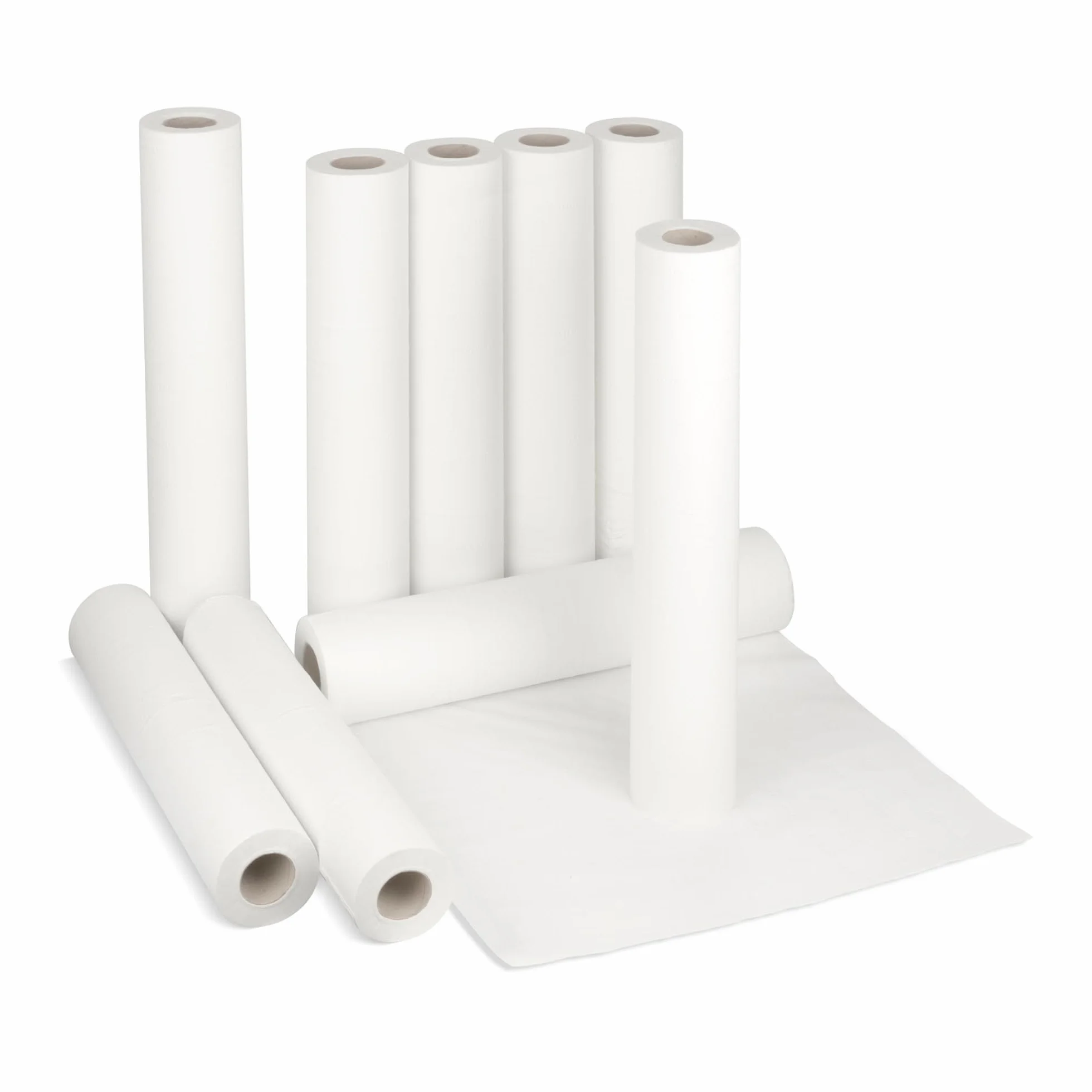 4 rolki papieru do masażu: wymiary 40 metrów długości x szerokość 51 cm.