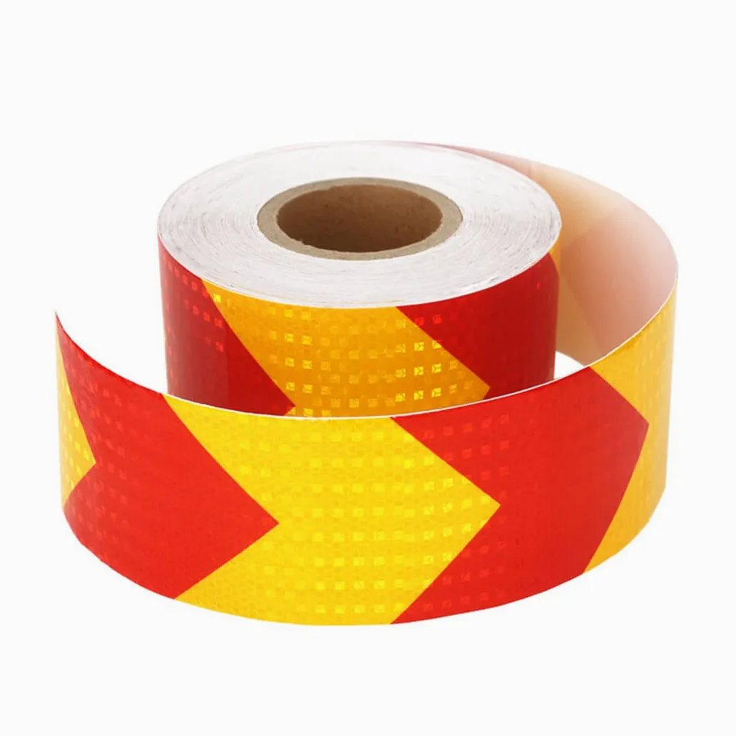 Taśma odblaskowa bezpieczeństwa Taśma ostrzegawcza odblaskowa Arrow 3 metry x 10 cm wielokolorowa(Red+yellow B)