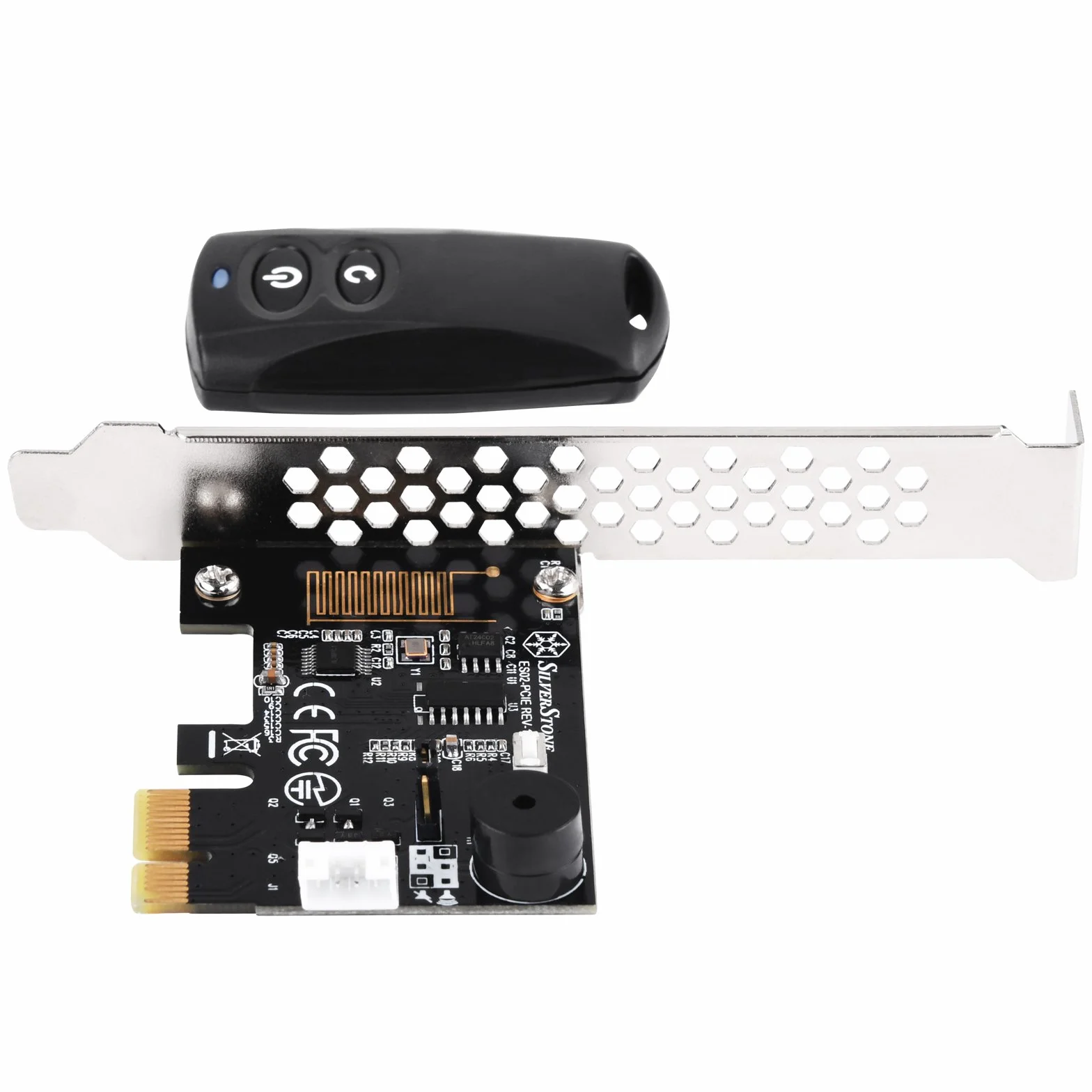 SilverStone SST-ES02-PCIe - 2.4G pilot zdalnego sterowania do PC Power/Reset, wbudowany głośnik PC, PCIe