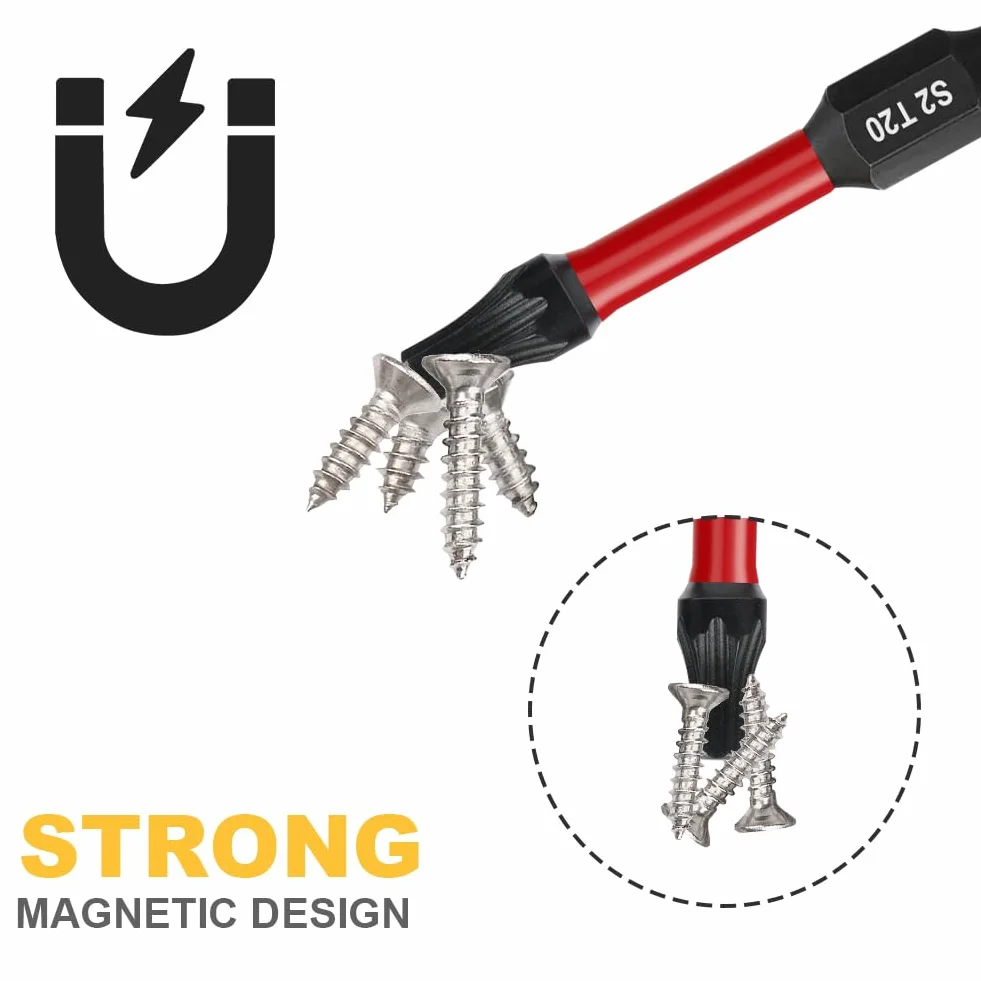 Flintronic Zestaw bitów wkrętaków Torx, magnetyczne bity udarowe, stal S2 Phillips Pozidriv, bity Torx odporne na manipulacje, T10 T15 T20 T25 T30 T40 PH1 PH2 PH3