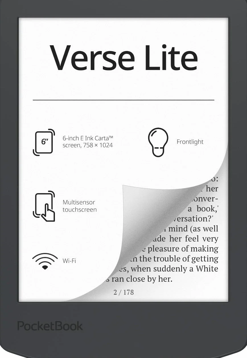 PocketBook Verse Lite Czytnik E-Booków 6 Cali E-Ink Carta Podświetlenie Wi-Fi 25 Formatów DRM