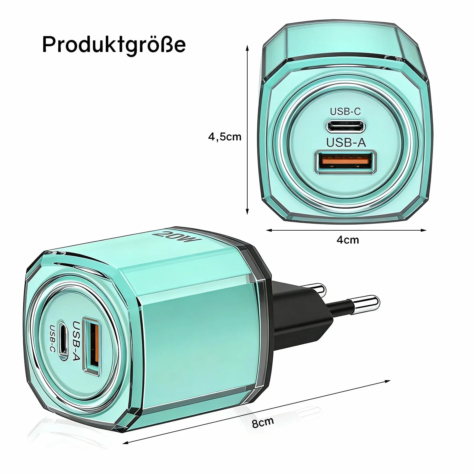 Powice Szybka ładowarka 20 W z 2 portami USB-C do Galaxy, Fast Charger