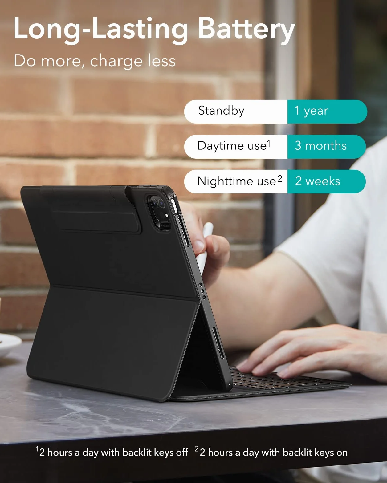 ESR Ascend etui na klawiaturę Lite, iPad klawiatura etui kompatybilne z iPad Pro 11/Air 5/4, magnetyczne zdejmowane etui, regulowany tryb pionowy/poziomy, łatwe do przenoszenia, sprężyste przyciski