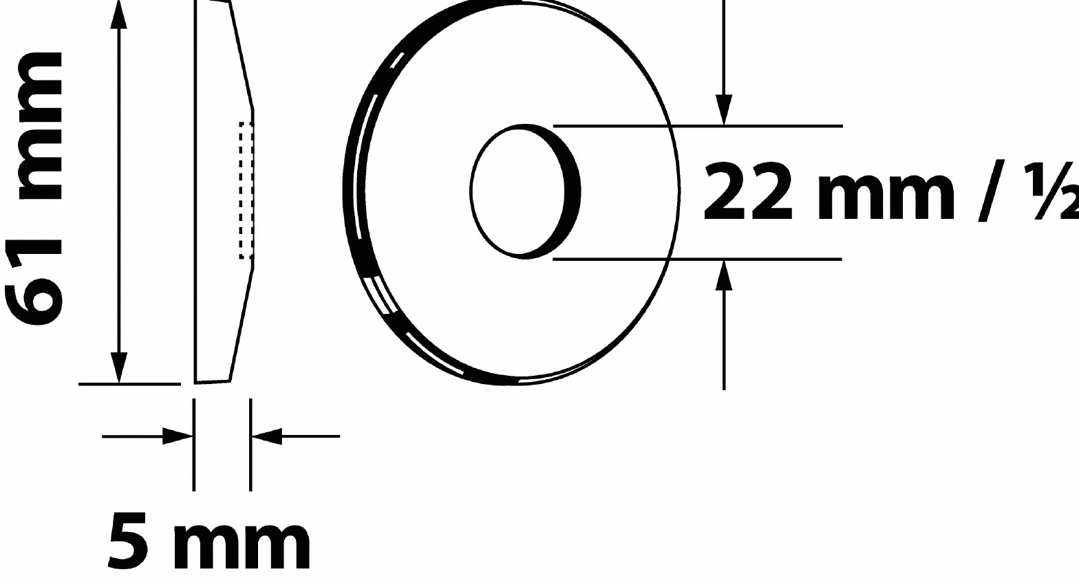 Sanitop-Wingenroth Rozeta do kranu | 22 mm lub typ 1/2" | średnica zewnętrzna 61 mm | wysokość 5 mm | rozeta ścienna do zakrywania nieestetycznych miejsc | rozeta maskująca z polerowanego mosiądzu |