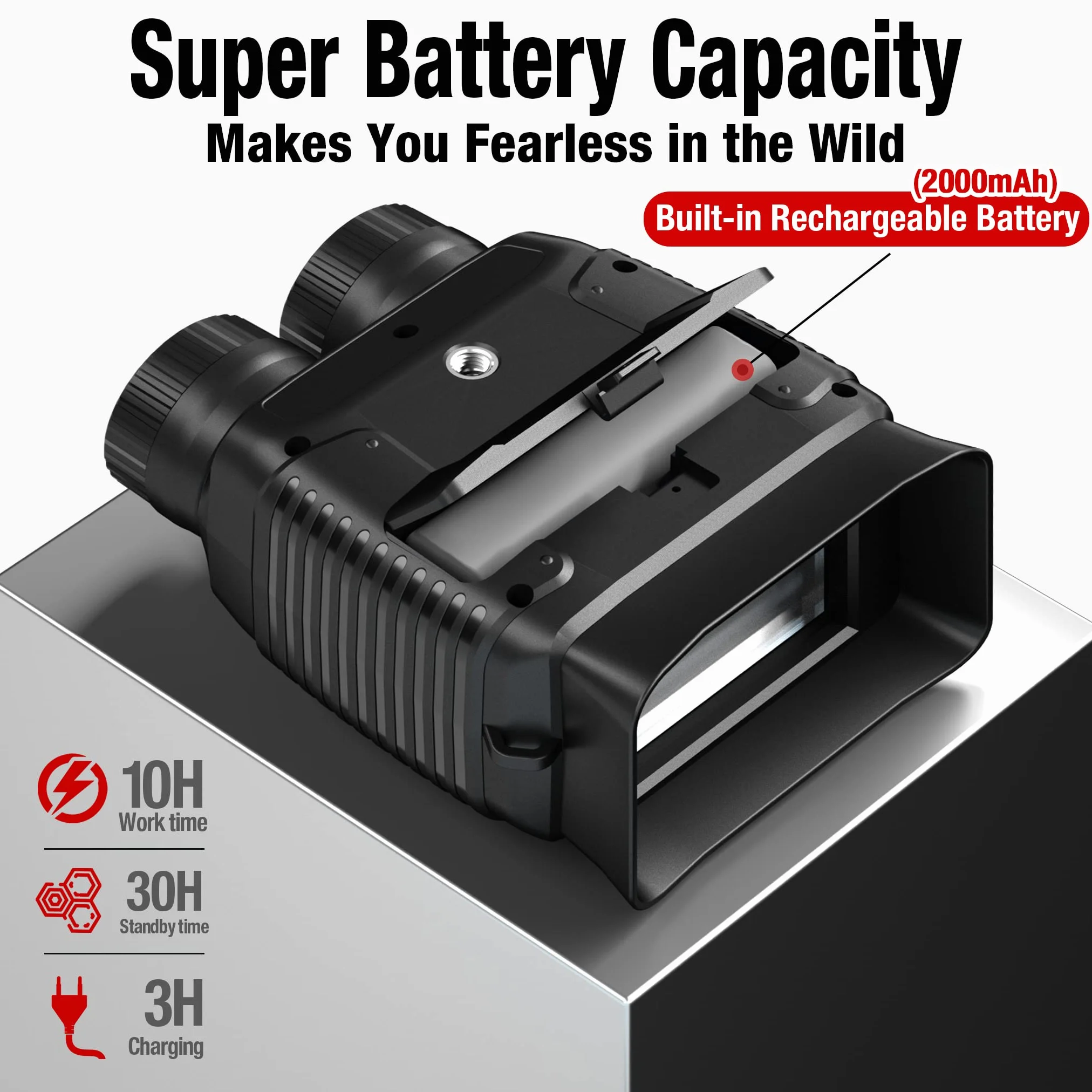 Lornetka noktowizyjna na podczerwień z cyfrowym zoomem 8X, bateria 2000 mAh, ekran TFT 2,4 cala, karta 32 GB