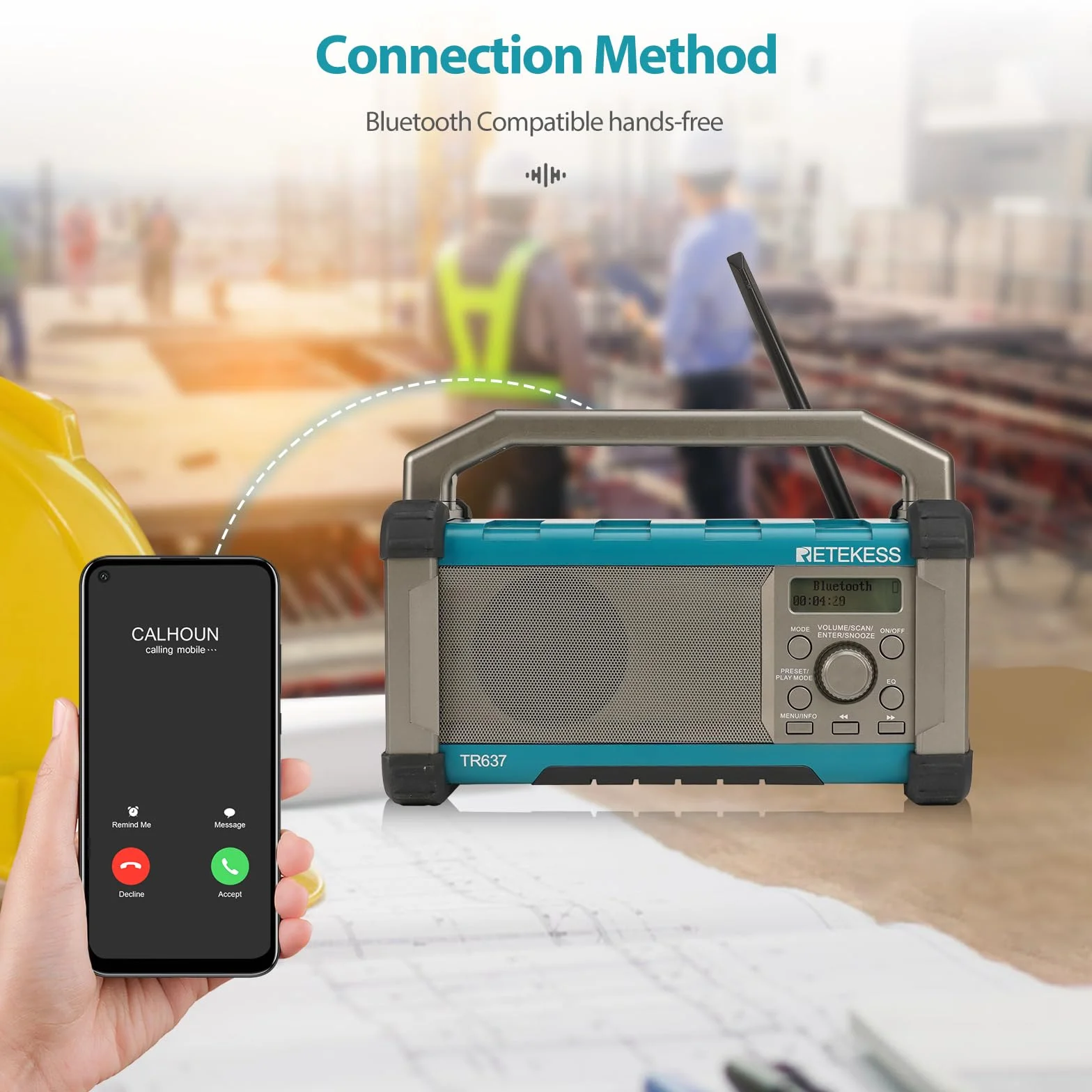 Retekess TR637 Bezprzewodowe Radio Bluetooth FM AM Ładowalne 5000 mAh Przenośny