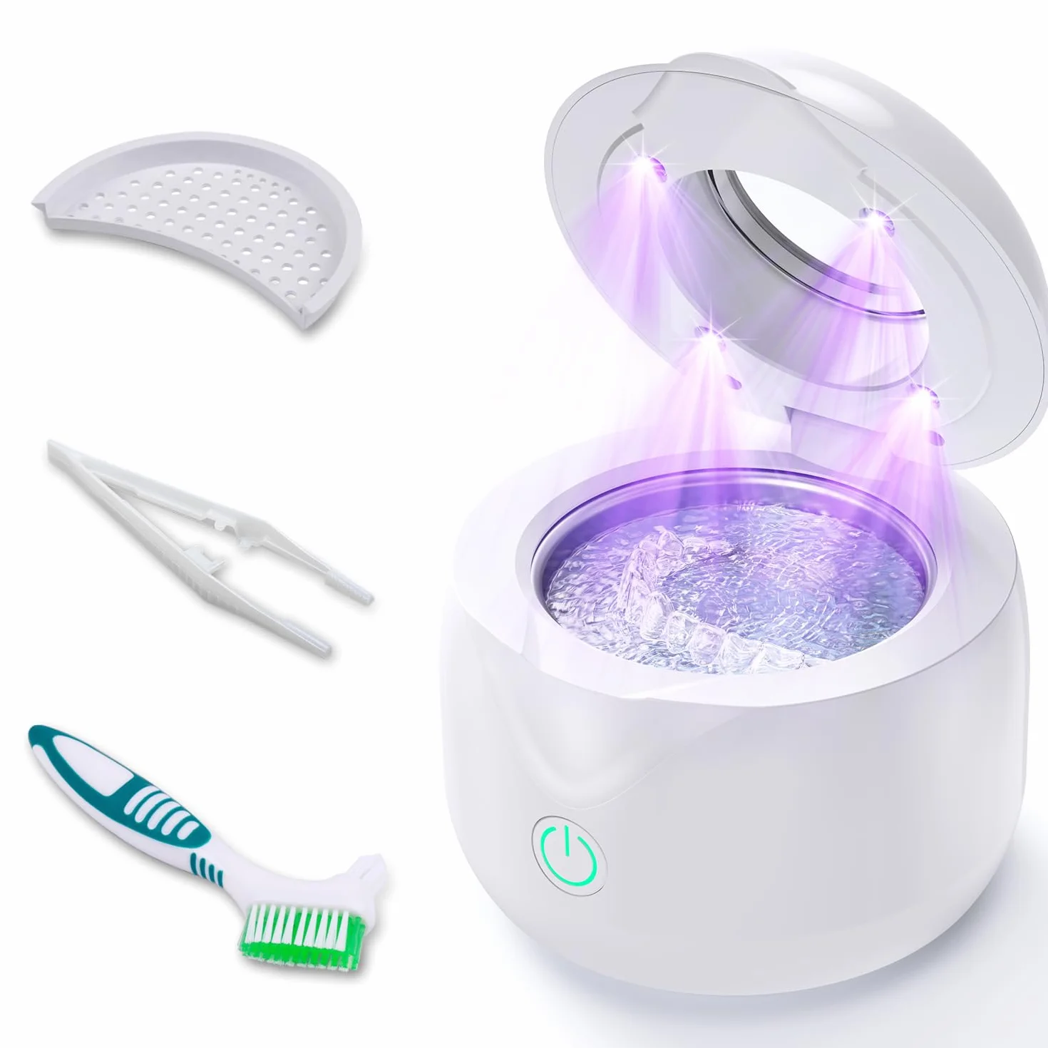 ITSHINY Ultradźwiękowy środek czyszczący, 45000 Hz, pojemnik ultradźwiękowy, 200 ml lampa UV, 25 W ultradźwiękowy środek czyszczący do rynny dentystycznej, protez dentystycznych, przyrządów