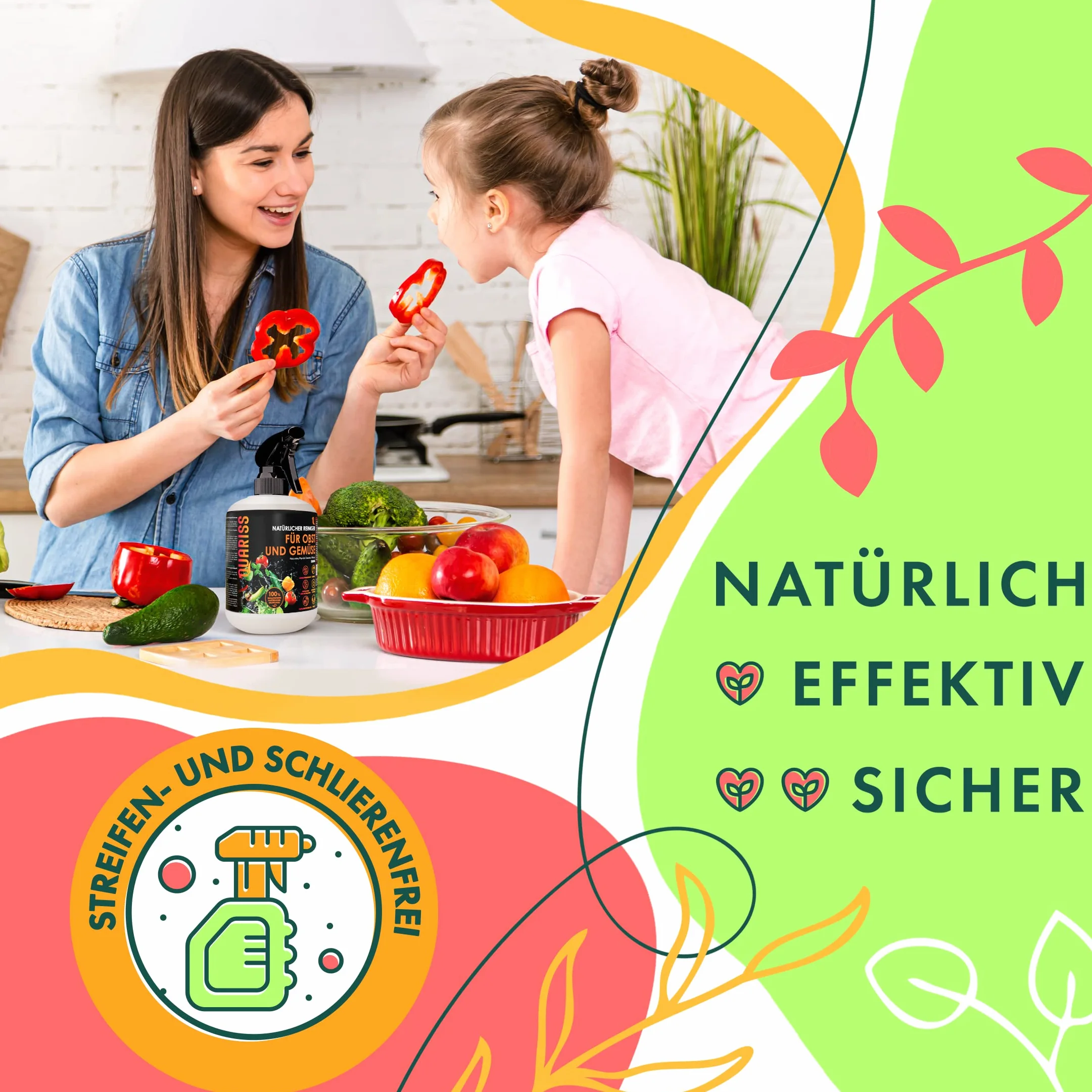 Natural Fruit and Vegetable Cleaner - Vegan Vegetable Cleaner Fruit Cleaner - Usuwa kurz woskowy i inne zanieczyszczenia - 500ml