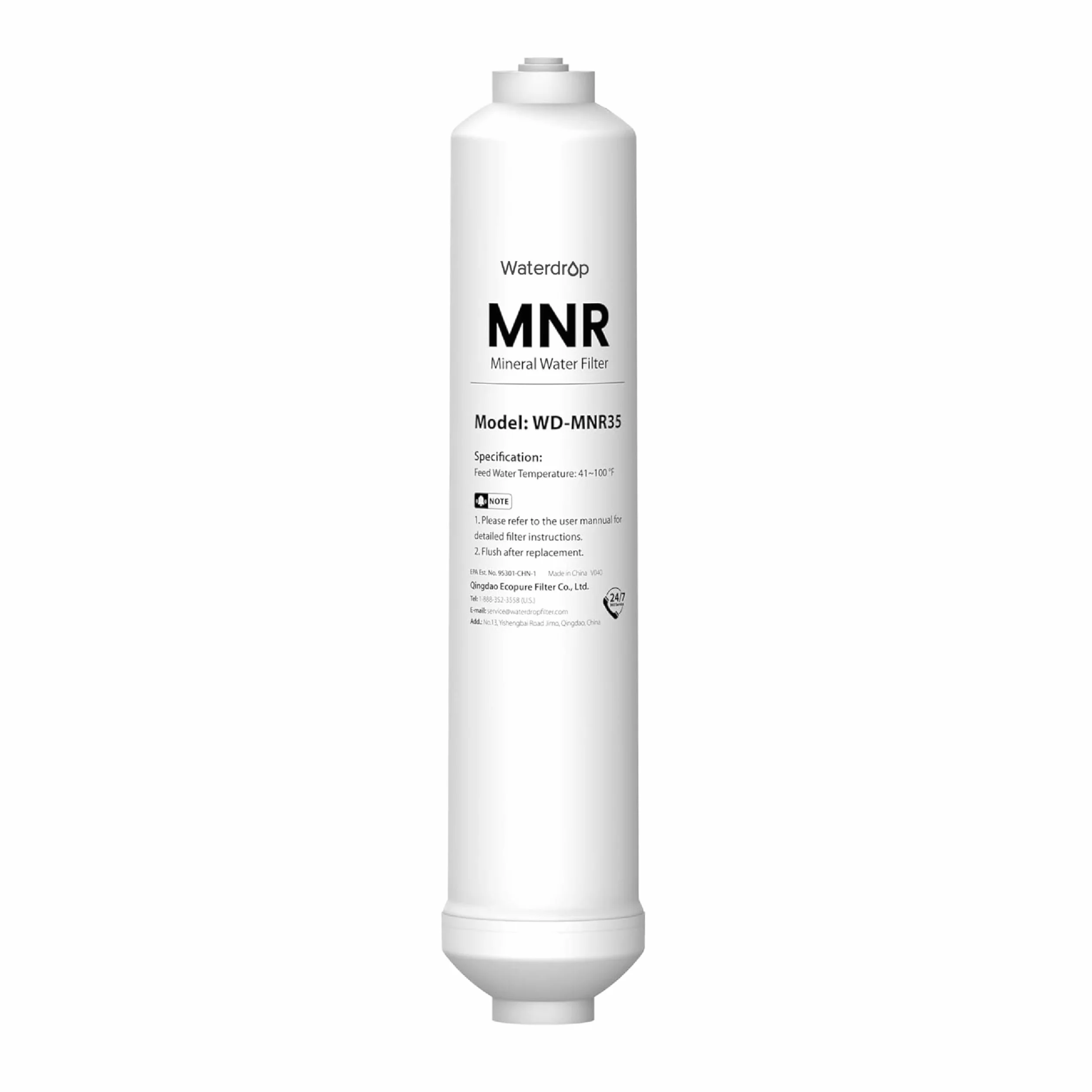Waterdrop Remineralizacyjny filtr wody inline, filtr końcowy z szybkim złączem 1/4" do systemu filtrów RO odwróconej osmozy, przywraca niezbędne minerały (1)