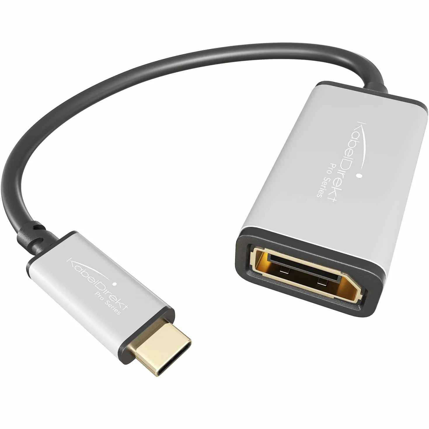 KabelDirekt – Adapter USB C do DisplayPort DP – 0,15m (4K/60Hz, USB C 3.1 i złącze Thunderbolt 3, produkt przeznaczony do MacBooków Pro 2016/2017, MacBooka 12”)