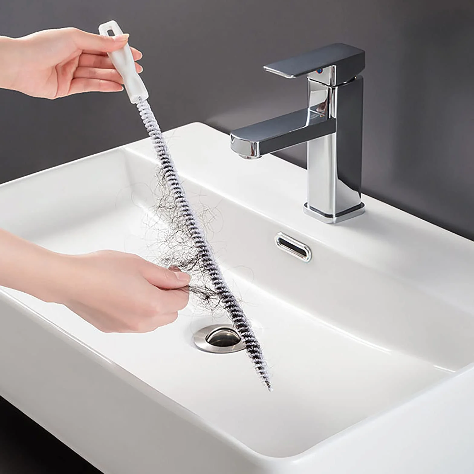 KEYRI 3 szt. Szczotka do czyszczenia odpływu, elastyczna szczotka do czyszczenia rur 45 cm, narzędzie do spustu do usuwania włosów i odblokowywania, do czyszczenia łazienki kuchni (3 sztuki)