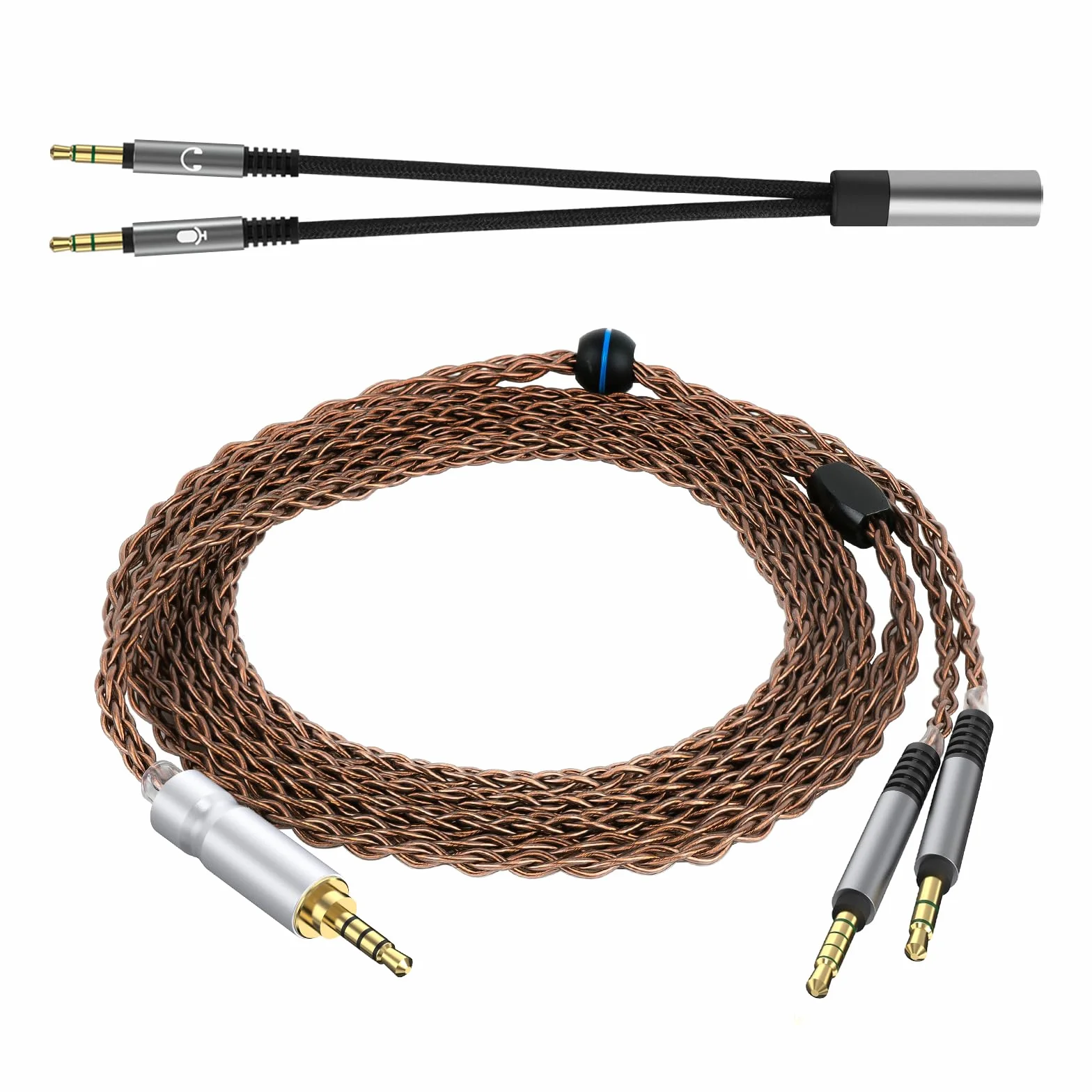 GEEKRIA Apollo Single Crystal Copper Upgrade kabel audio, kompatybilny z VZR Model One Audiophile zestaw słuchawkowy do gier, 3,5 mm (1/8") na Dual 3,5 mm (1,5 m)
