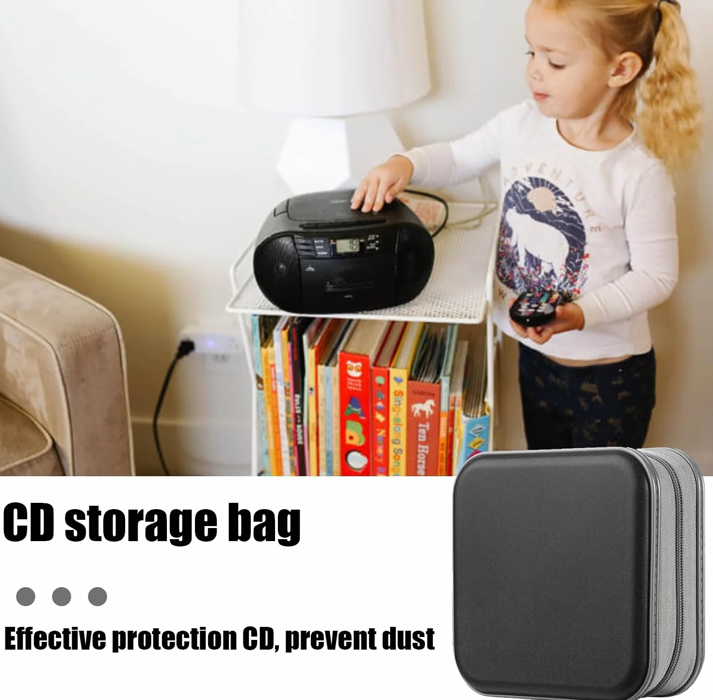 Torba na płyty CD, DVD, torba do przechowywania płyt CD do domu i samochodu, na 40 dysków, czarna