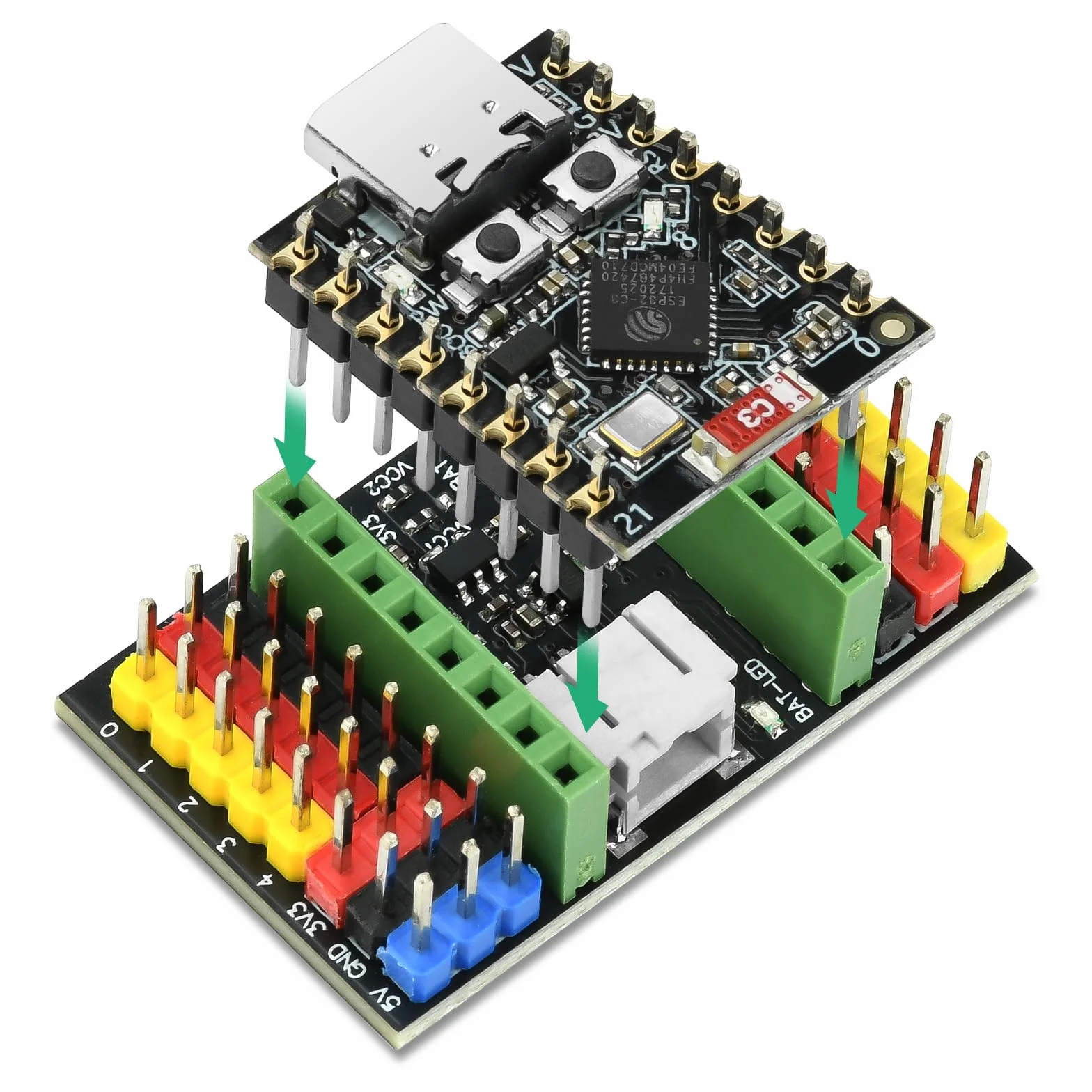 diymore 1 zestaw ESP32-C3 Super Mini tablica rozwojowa + ESP32-C3 Mini płytka rozszerzeń, Wi-Fi i Bluetooth nielutowana płytka pinowa