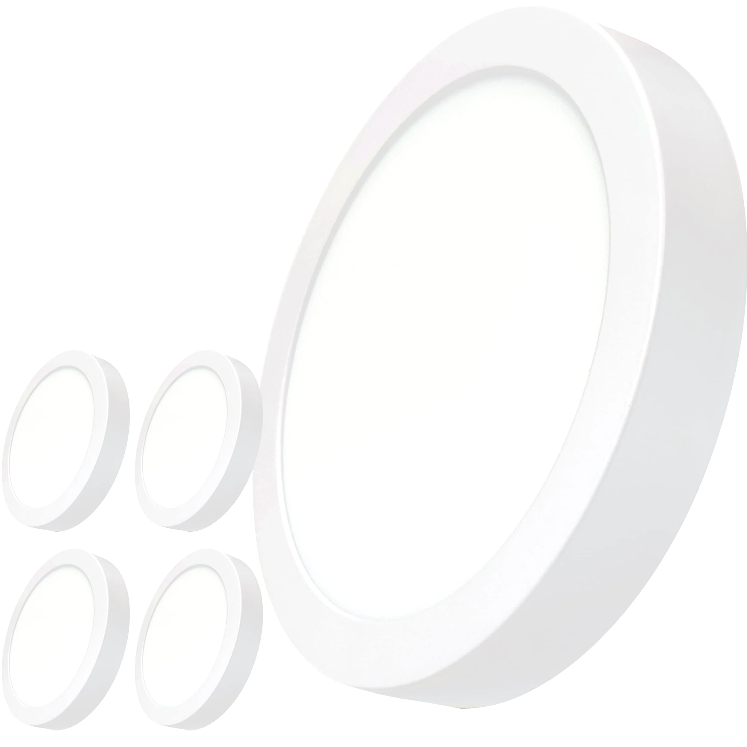 LED ATOMANT Zestaw 5 okrągłych lamp sufitowych LED, 220 mm, 20 W, zimna biel (6500 K), 1800 lumenów, sterownik w zestawie