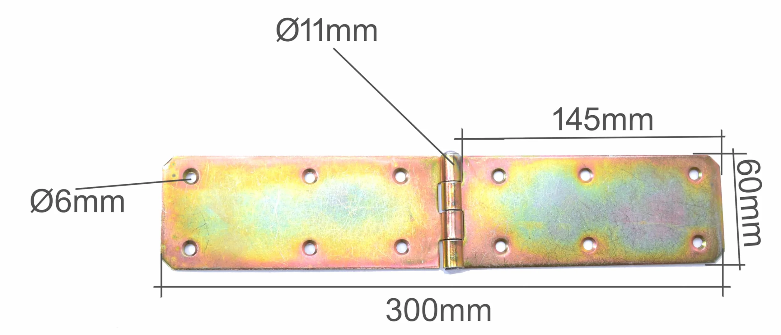 Zawiasy taśma skrzyniowa zestaw 10 sztuk obrusów zwiniętych 300 x 60 x 1,5 mm stal ocynkowana złoto
