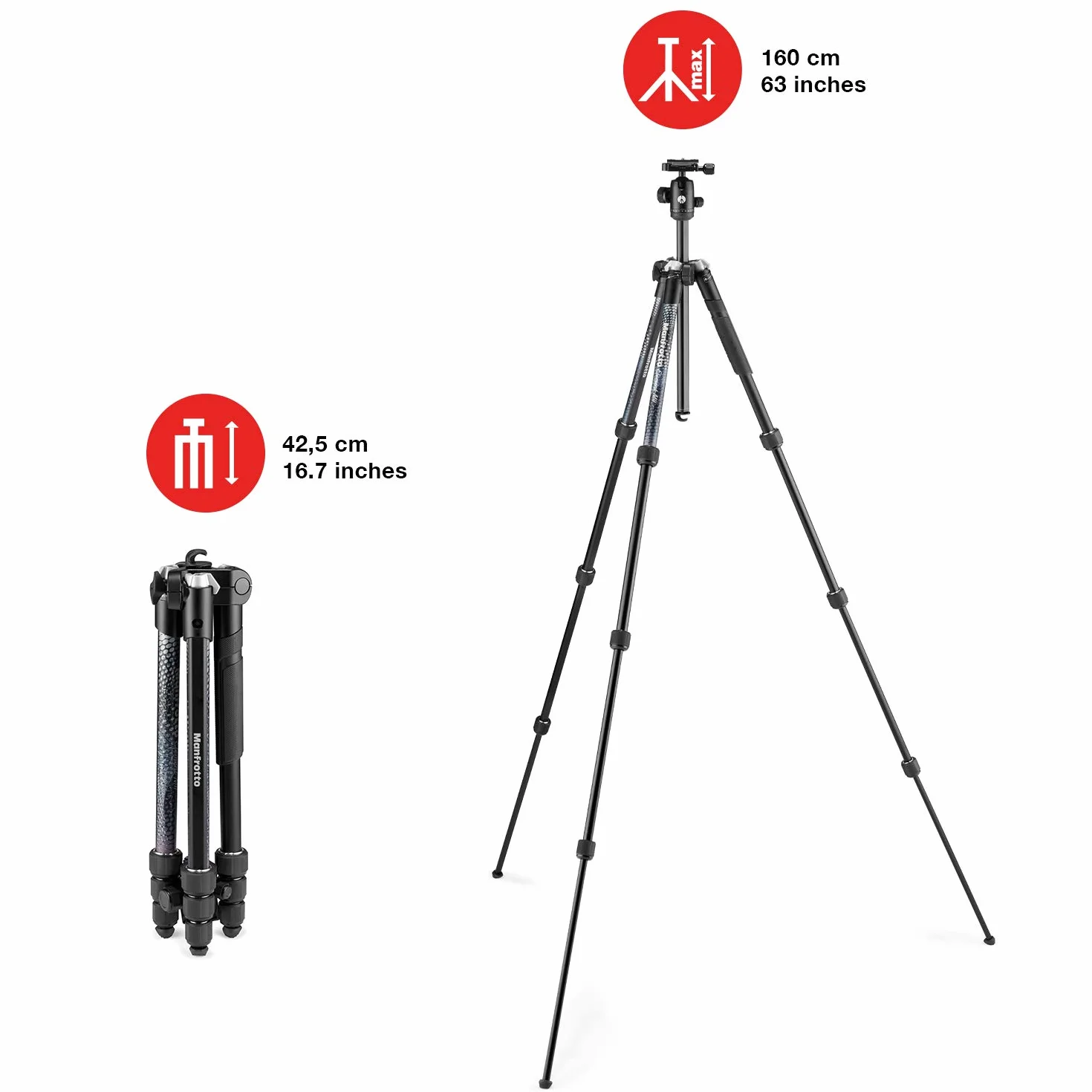 MANFROTTO Trépied Element MII aluminium noir 4 sections BH