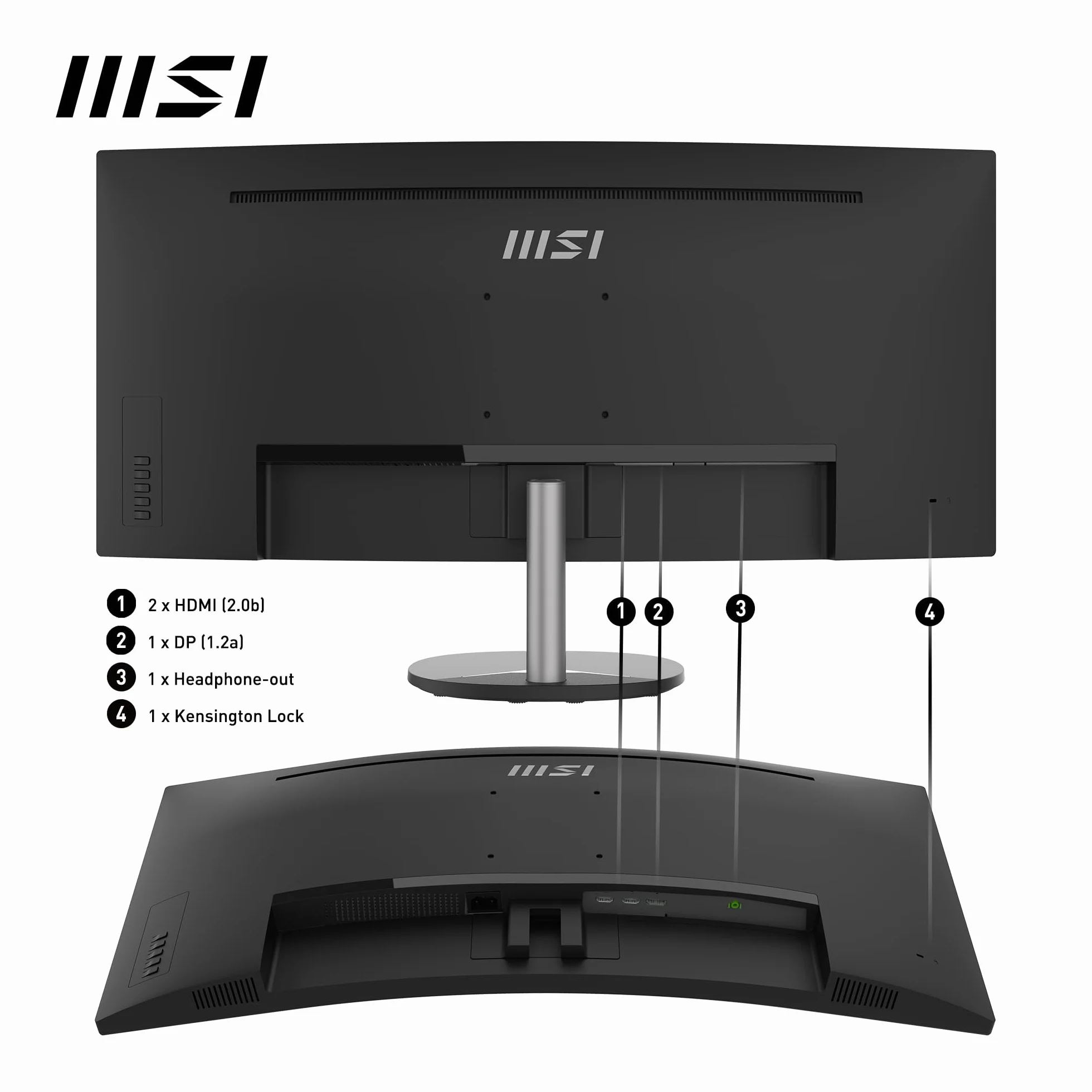 MSI Pro MP341CQ 34" UWQHD zakrzywiony monitor VA 1500R 3440x1440 100Hz HDR Ready