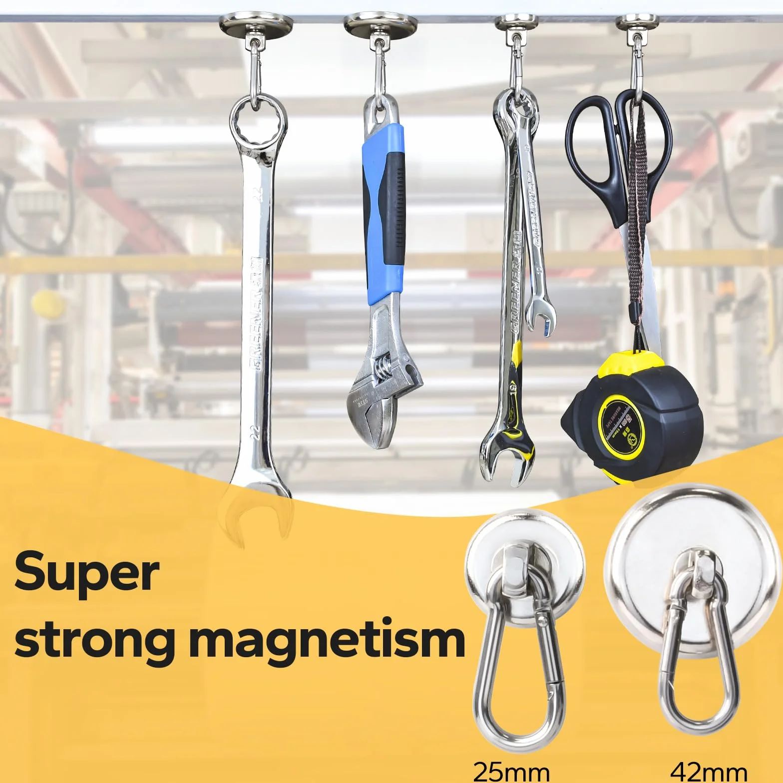 MIN CI 4 haczyki magnetyczne, bardzo mocne, 25 mm, magnesy neodymowe o sile ciągnącej 22 kg, haczyki magnetyczne z oczkiem, do kuchni, łazienki, szafek