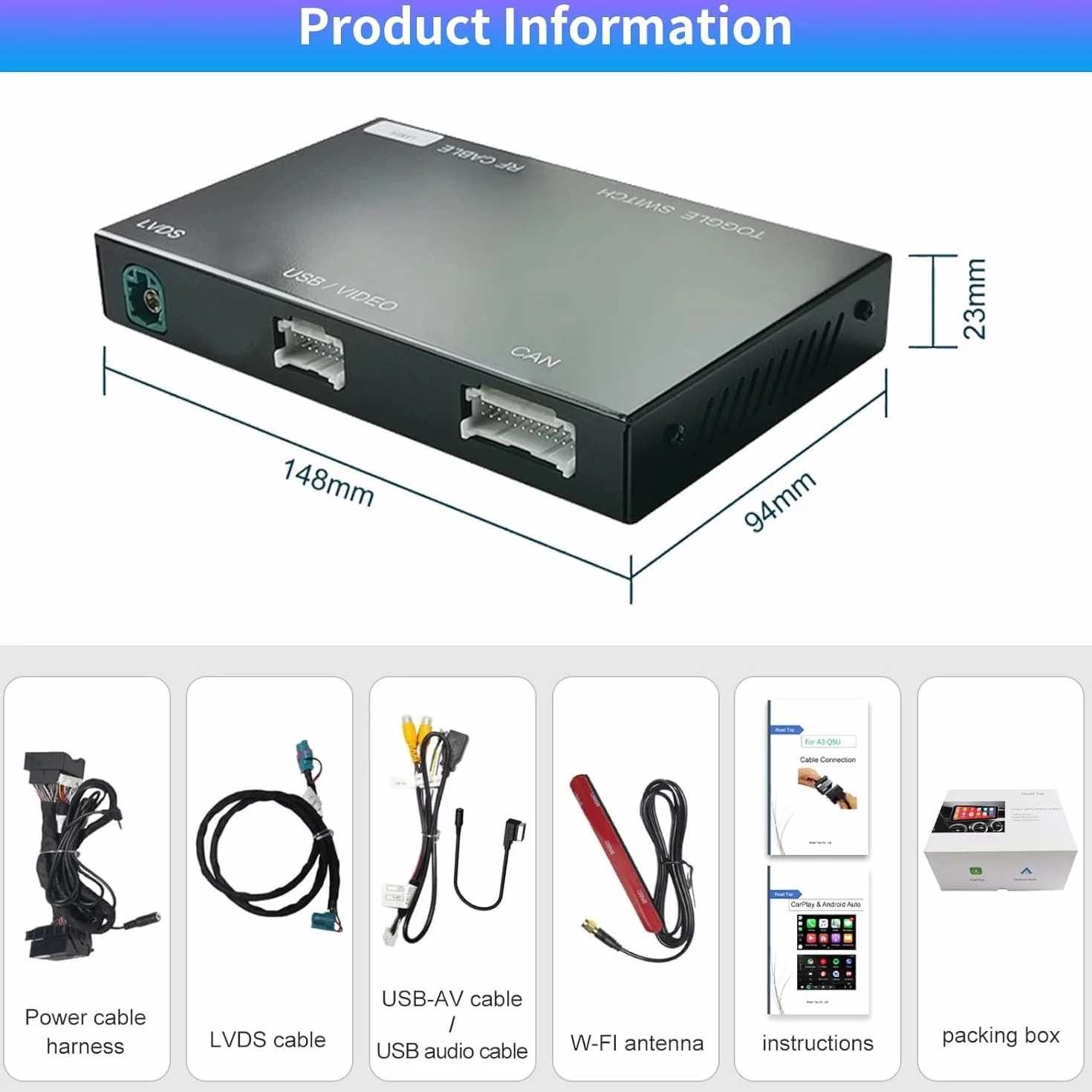Road Top Bezprzewodowy Adapter CarPlay dla Mercedes Benz NTG5.0 C Class W205 GLC Class 2015-2018