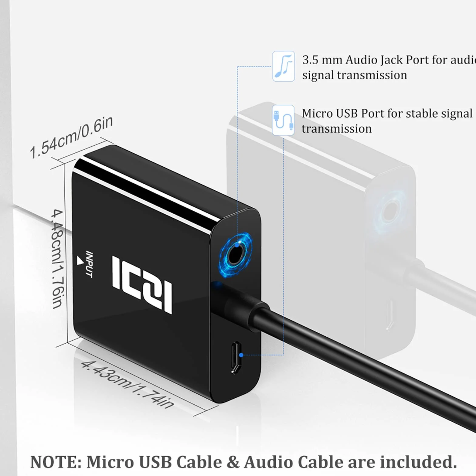 ICZI Adapter HDMI na VGA 1080P z gniazdem audio 3,5 mm, aktywny konwerter HDMI żeński na VGA męski do TV Stick, HDTV, wyświetlacza, monitora, Chromebooka, 360, PS4 i innych