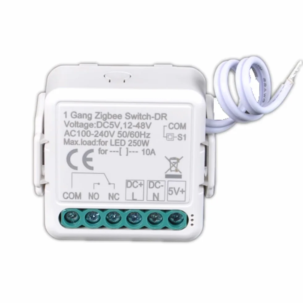 ZigBee inteligentny bezprzewodowy moduł przekaźnikowy z przełącznikiem stykowym na sucho, DC 12/24 V AC 100-240 V, kompatybilny z Alexa Google (1)