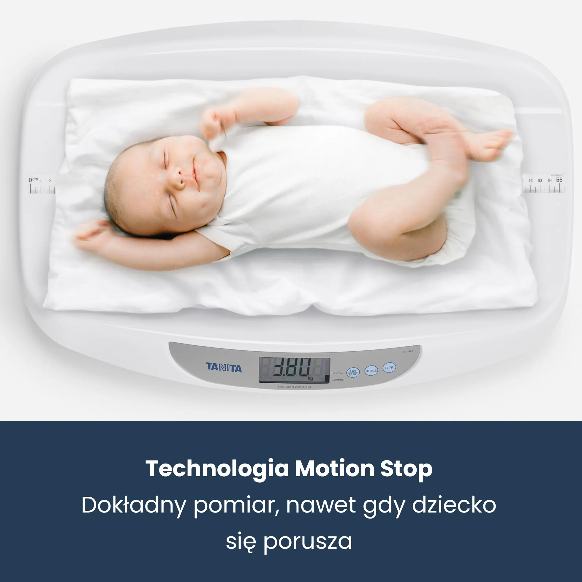 TANITA BD-590 cyfrowa waga dziecięca z miernikiem długości, biała