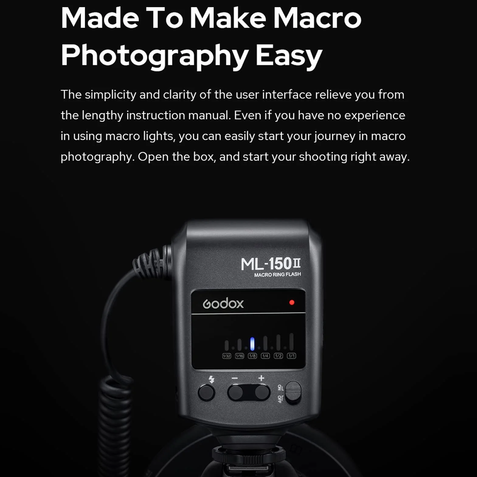 Godox ML-150II uniwersalna lampa błyskowa z pierścieniem makro 11 poziomów regulowana jasność GN12 szybki recykling z 8 pierścieniami adapterowymi zamiennik do aparatu Canon Nikon Sony DSLR