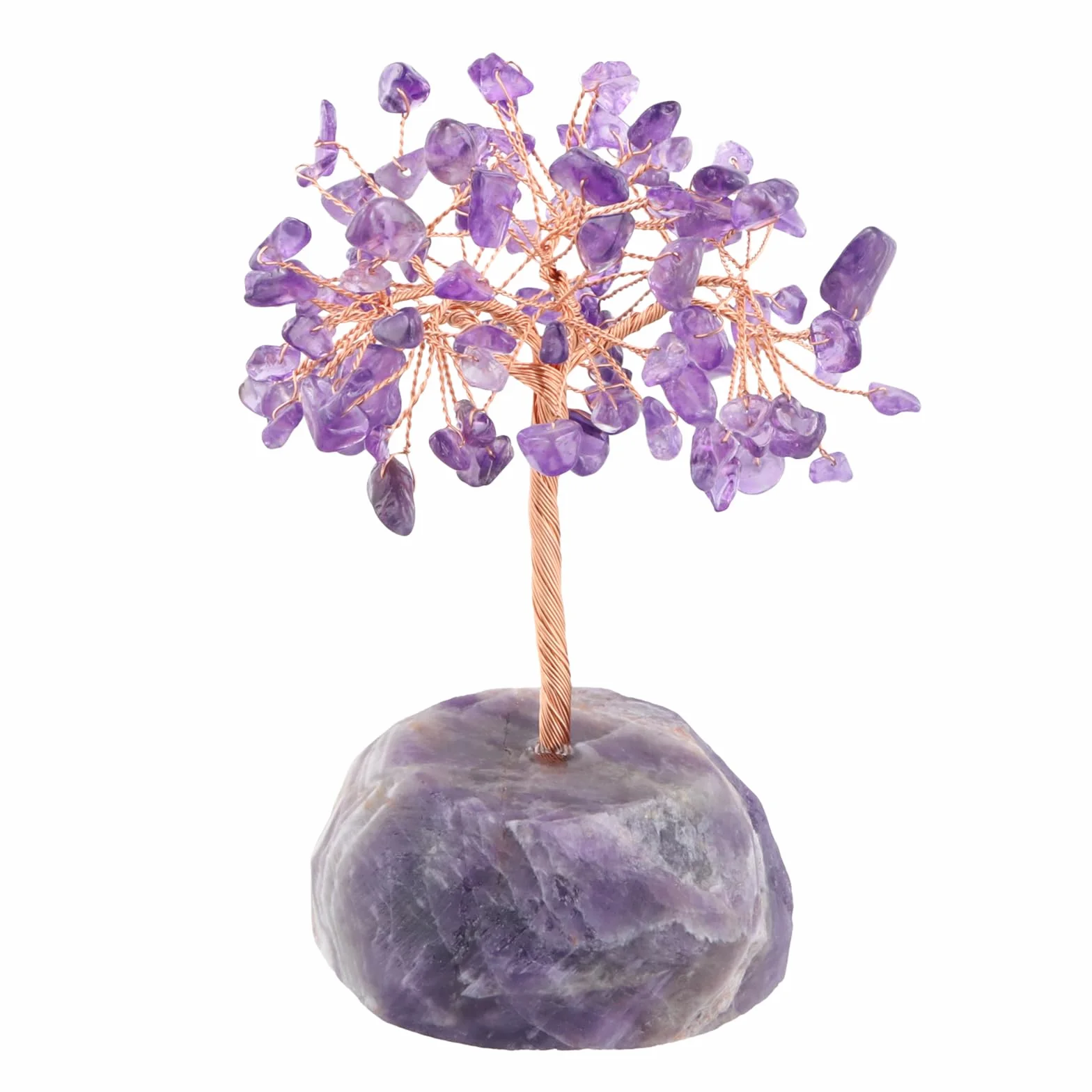 Drzewo kryształowe ametystowe, Reiki uzdrawiające drzewo kryształowe na naturalnych mini drzewkach kryształowych z bazą agatową, zawijanie drutu, kamienie bębnowe, Feng Shui, drzewo bonsai,