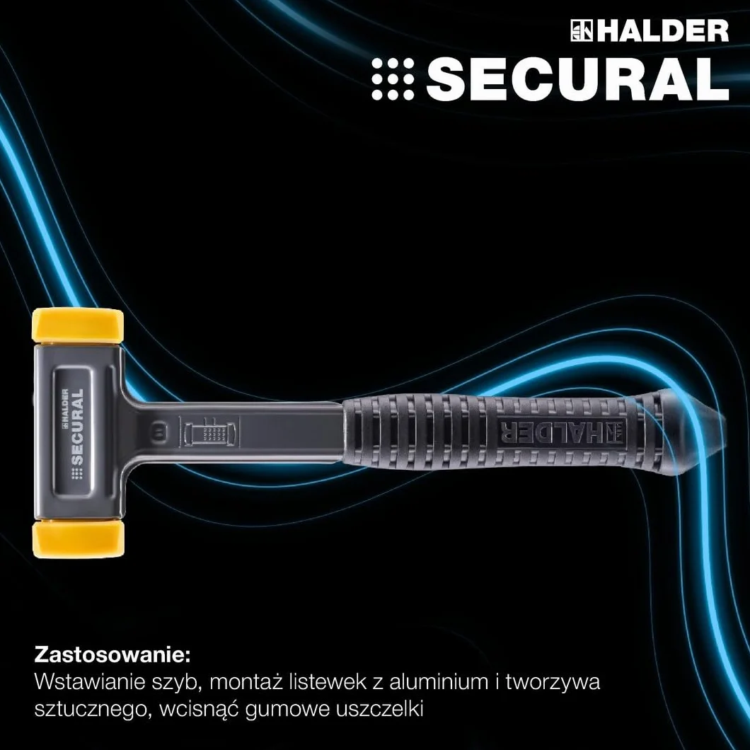 SECURAL plus młotek ochronny, głowica i trzonek odporne na pękanie z jednego kawałka stali, wkładki udarowe prostokątne, ze specjalnym zakończeniem uchwytu | dł. = 30 mm/szer. = 40 mm | 3380.140 mm