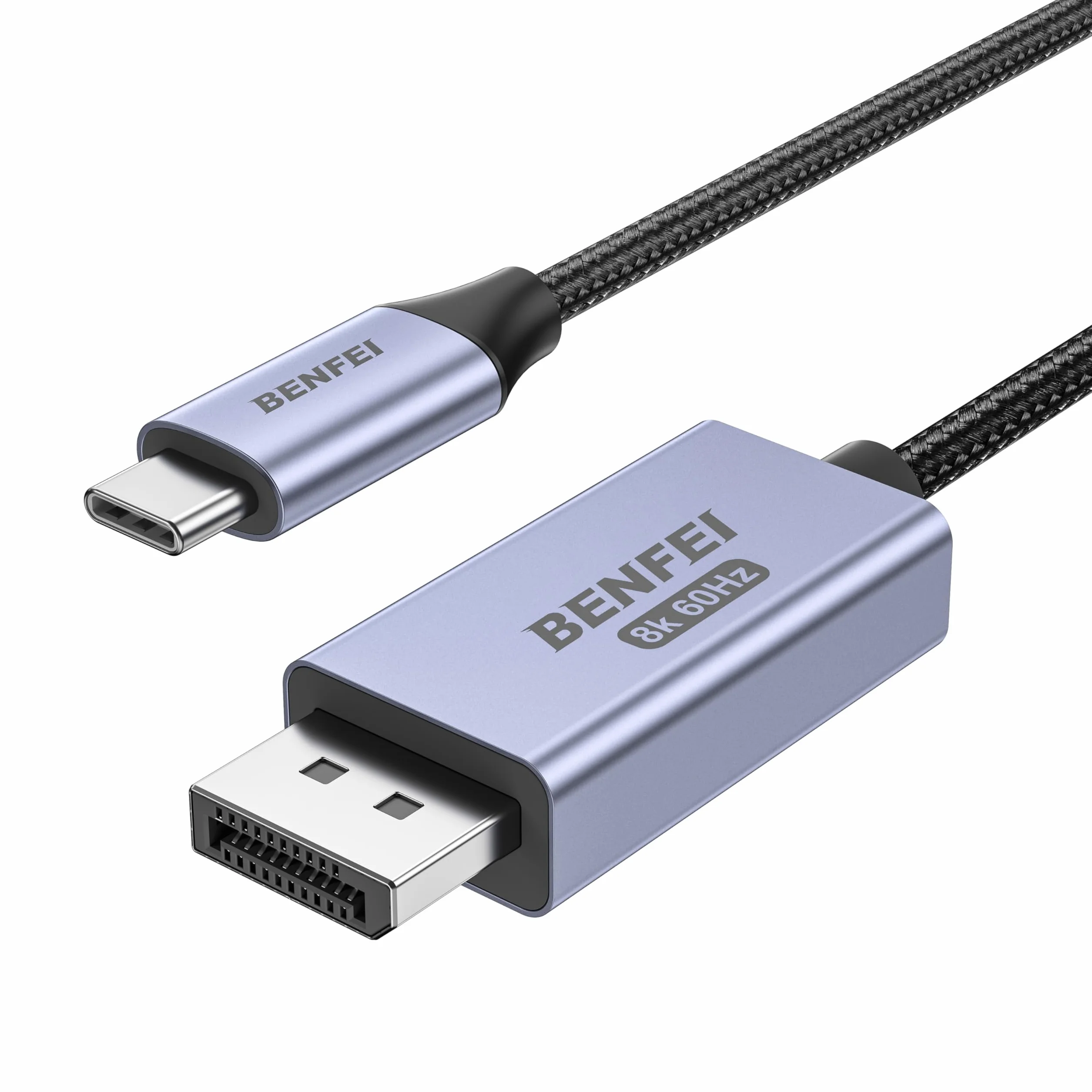 BENFEI Dwukierunkowy kabel USB C do DisplayPort 1.4 6 stóp, obsługa 8K@60Hz 4K@240Hz (kabel Thunderbolt 4 do DisplayPort, kabel DisplayPort do USB C) Szary – nie dla przenośnego monitora USB-C