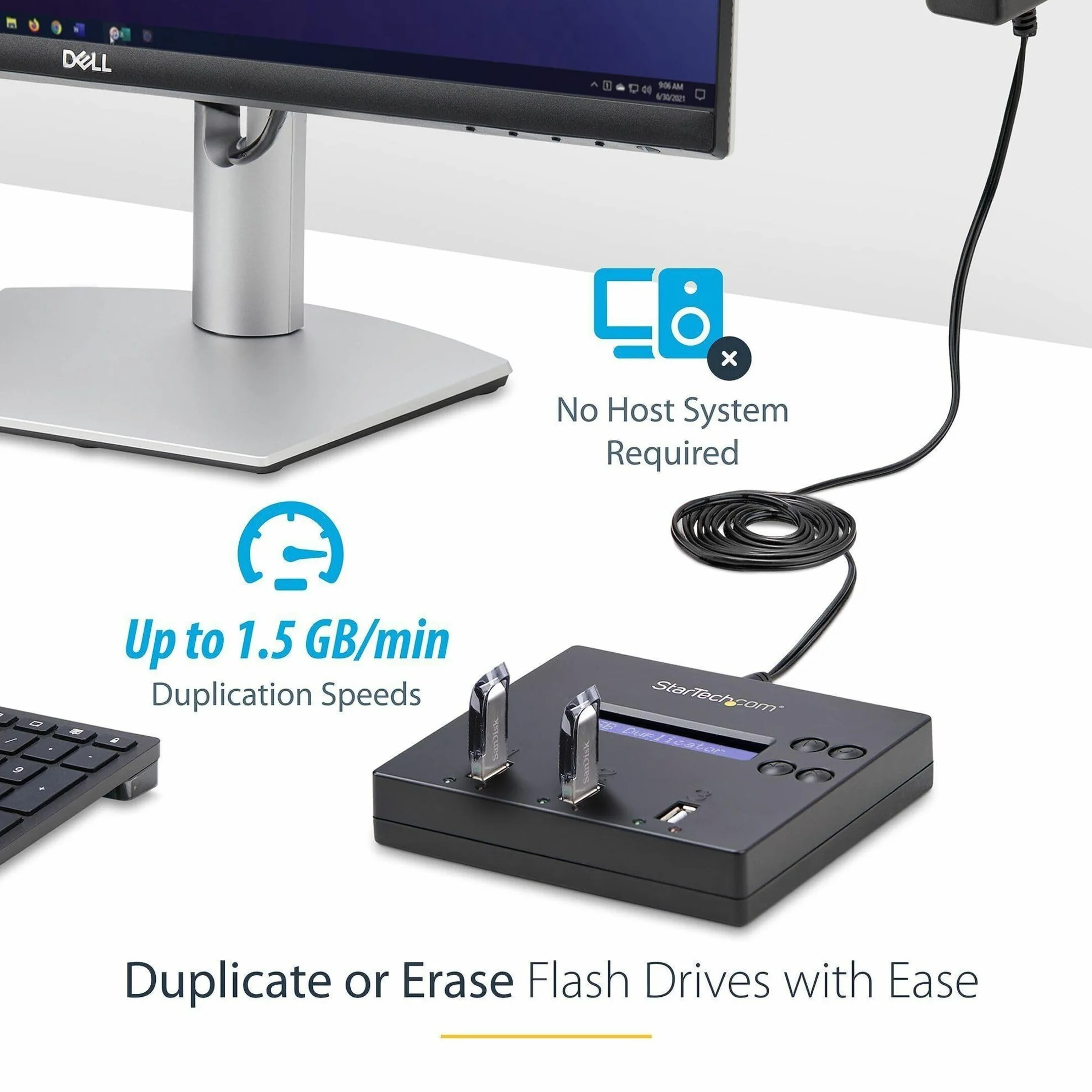 StarTech.com Duplikator USB 1 do 2, kopiarka dysków USB, 1,5 GB/min, 3-przejściowe wymazanie