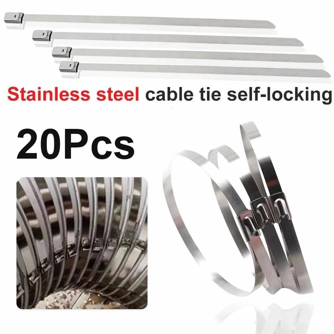 metalowe opaski kablowe, Opaska zaciskowa do kabli ze stali nierdzewnej o grubości 4,6 mm, samozaciskowa, wielofunkcyjna, metalowa, antykorozyjna, blokująca, 80 szt(40pcs,4.6 * 150mm)