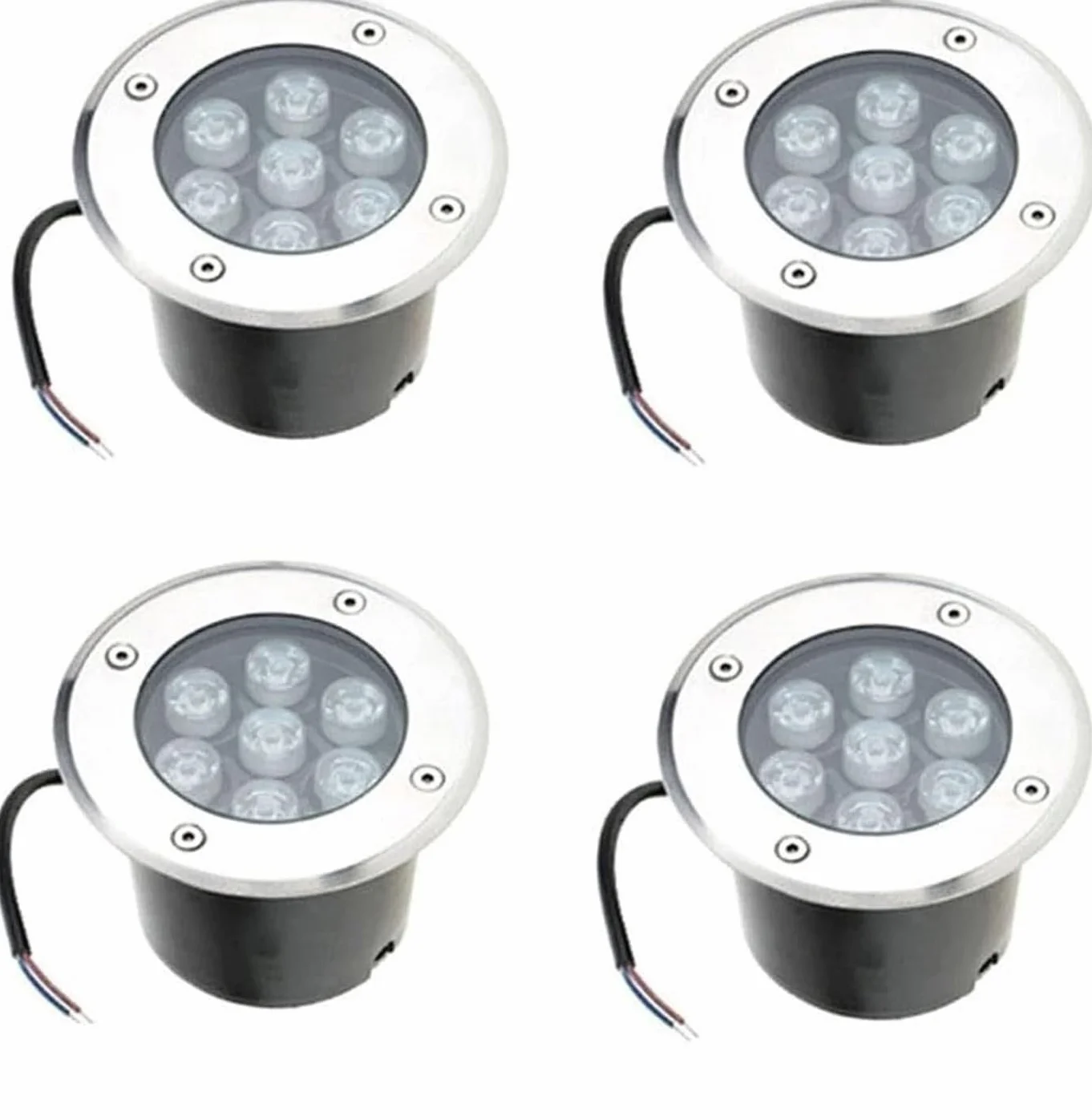 4szt. Oświetlenie Krajobrazowe LED Naziemne – Zewnętrzne Do Wkopywania, Wodoodporne, Nisko Osadzone Reflektory IP67, Podziemne LED 7W, Wpuszczane, Ogrodowe Z Lampą Wpuszczaną(Rgb,7W(85-245V))