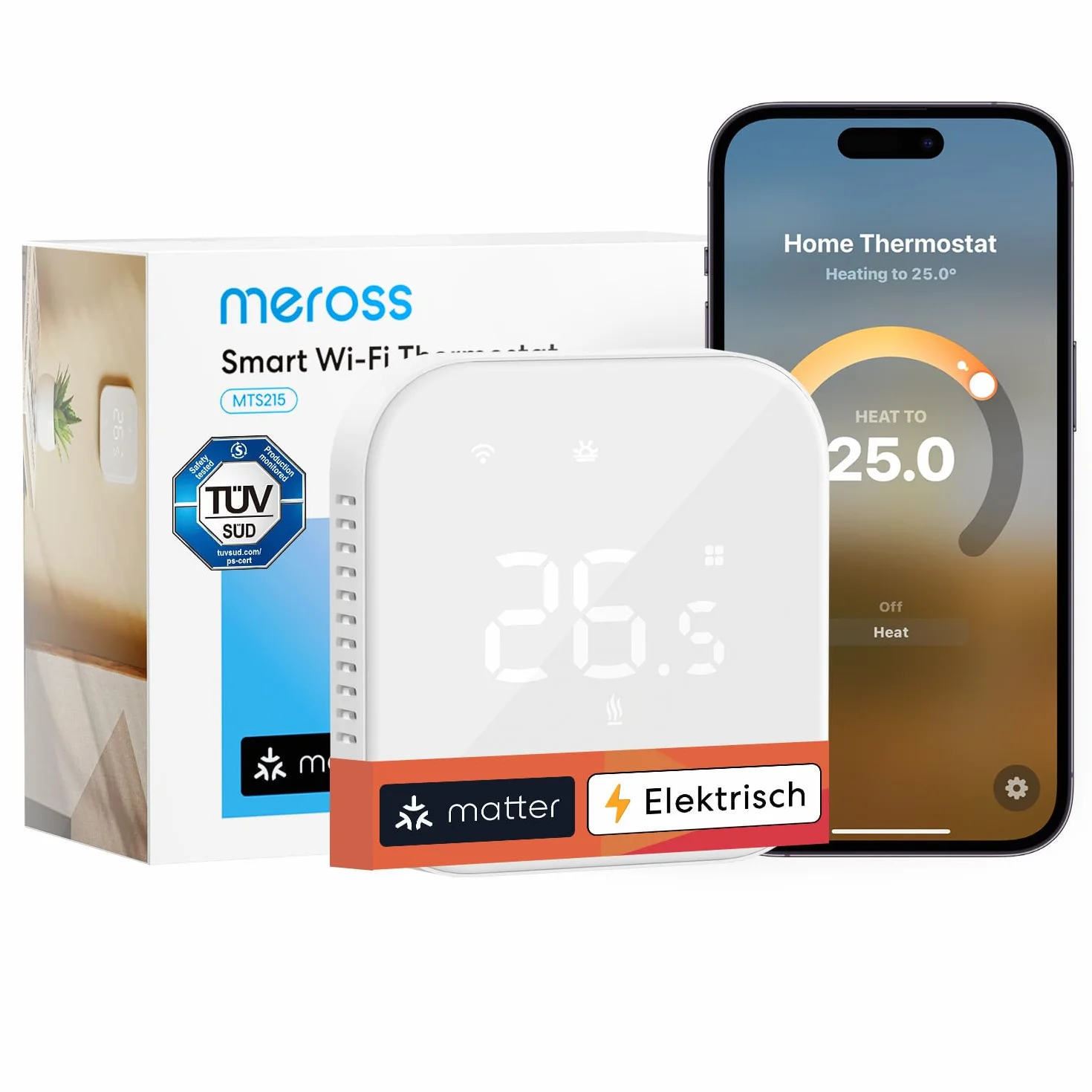 meross inteligentny termostat elektryczny, Wi-Fi, ogrzewanie podłogowe, termostat pokojowy, ogrzewanie i chłodzenie, kompatybilny z Alexa i Google, sterowanie głosowe, zdalne sterowanie i harmonogram