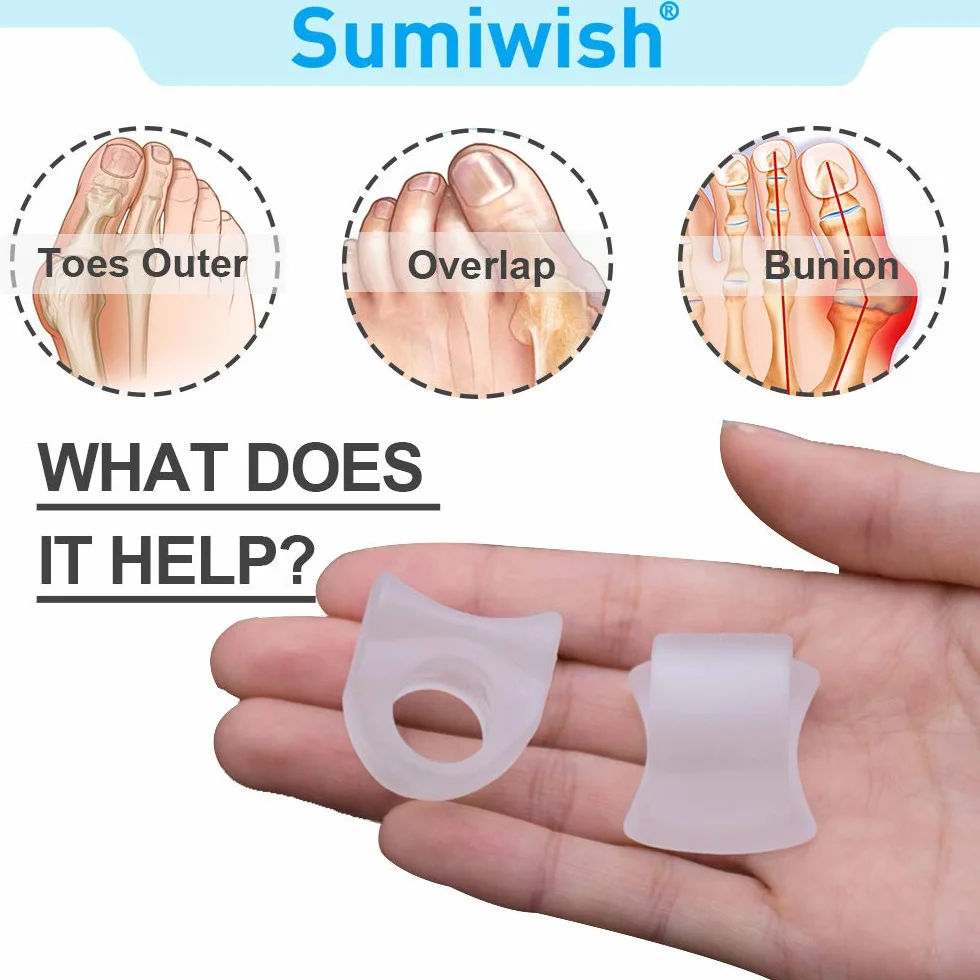 Sumiwish Korektor haluksuów, separator palców, żelowe separatory palców, korekcja palców z pętelką, prostownica do palców, idealna do łagodzenia bólu haluksów (5 par/10 szt.)