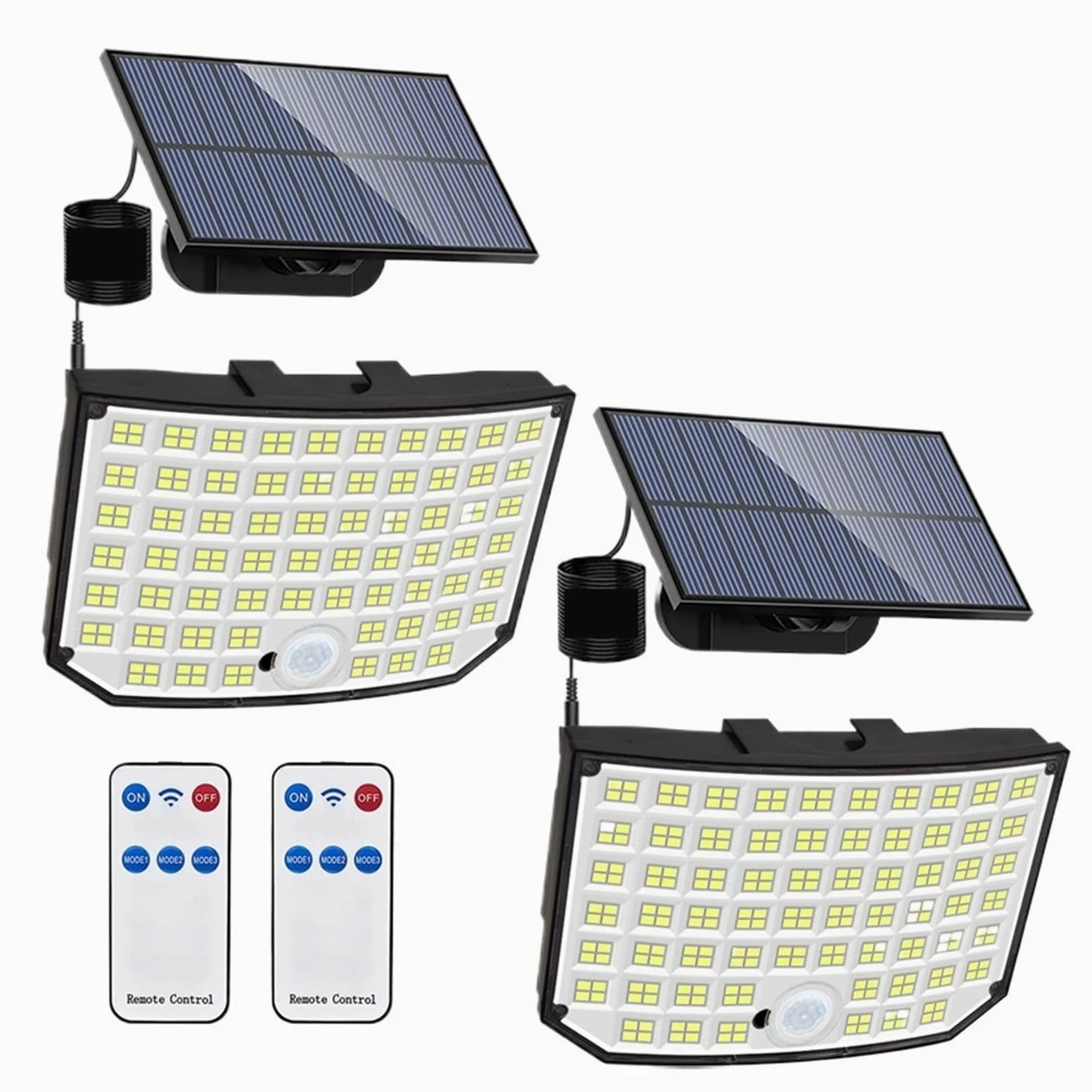 256 LED zewnętrzna lampa solarna jasne światła powodziowe z pilotem IP65 wodoodporna 3 tryby lampa ścienna do dekoracji ogrodu (2 szt.)