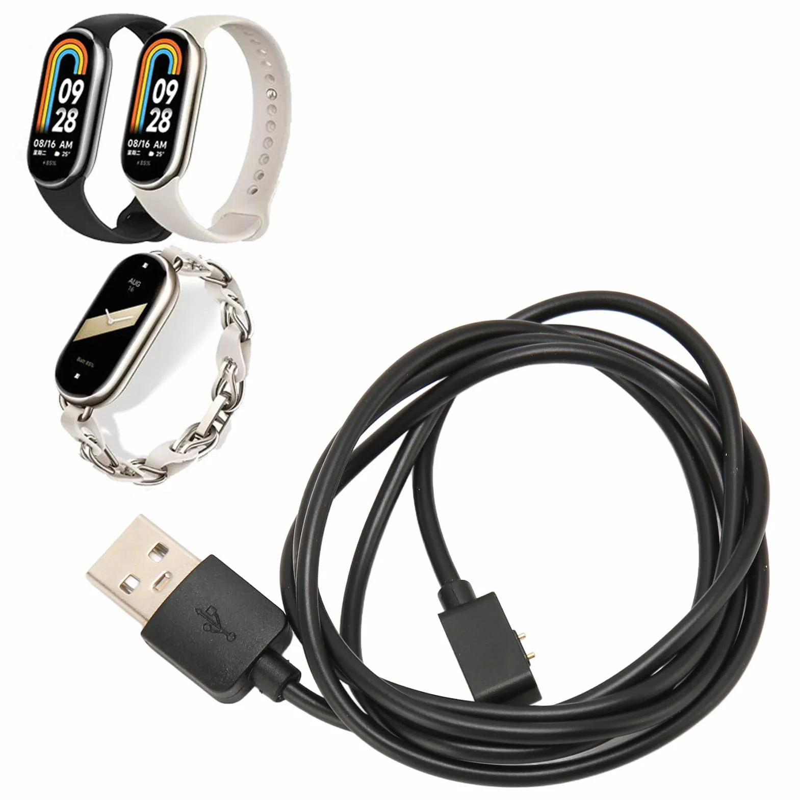Kabel do ładowania USB do Smartwatch Adapter ładowarki USB do Mi Band 8 Band 8 NFC, Portsble Magnetic Szybki Kabel do ładowania Zamiennik do Podróży